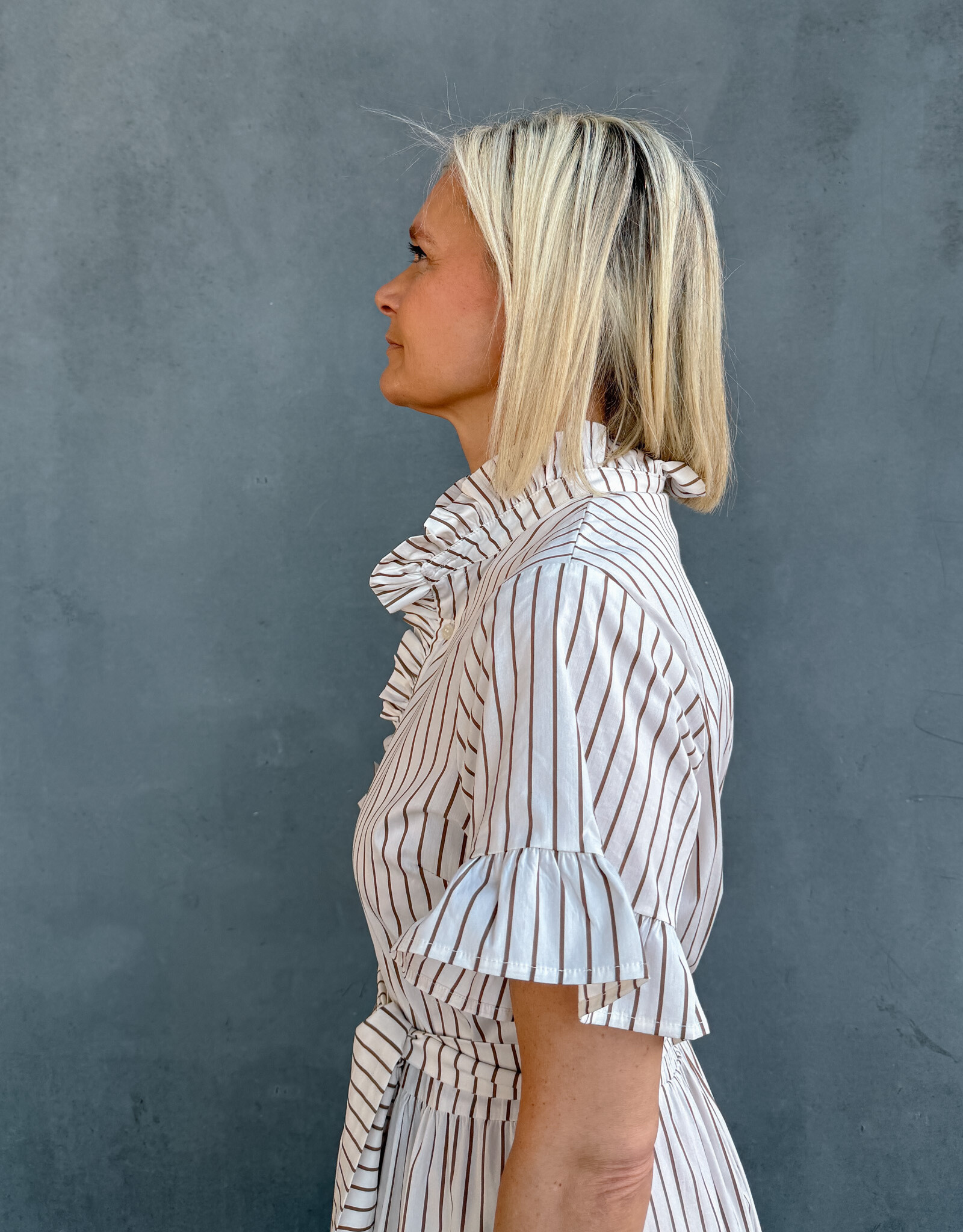 Jurk Wild Stripe 'Nellie' - Ivory - Neo Noir