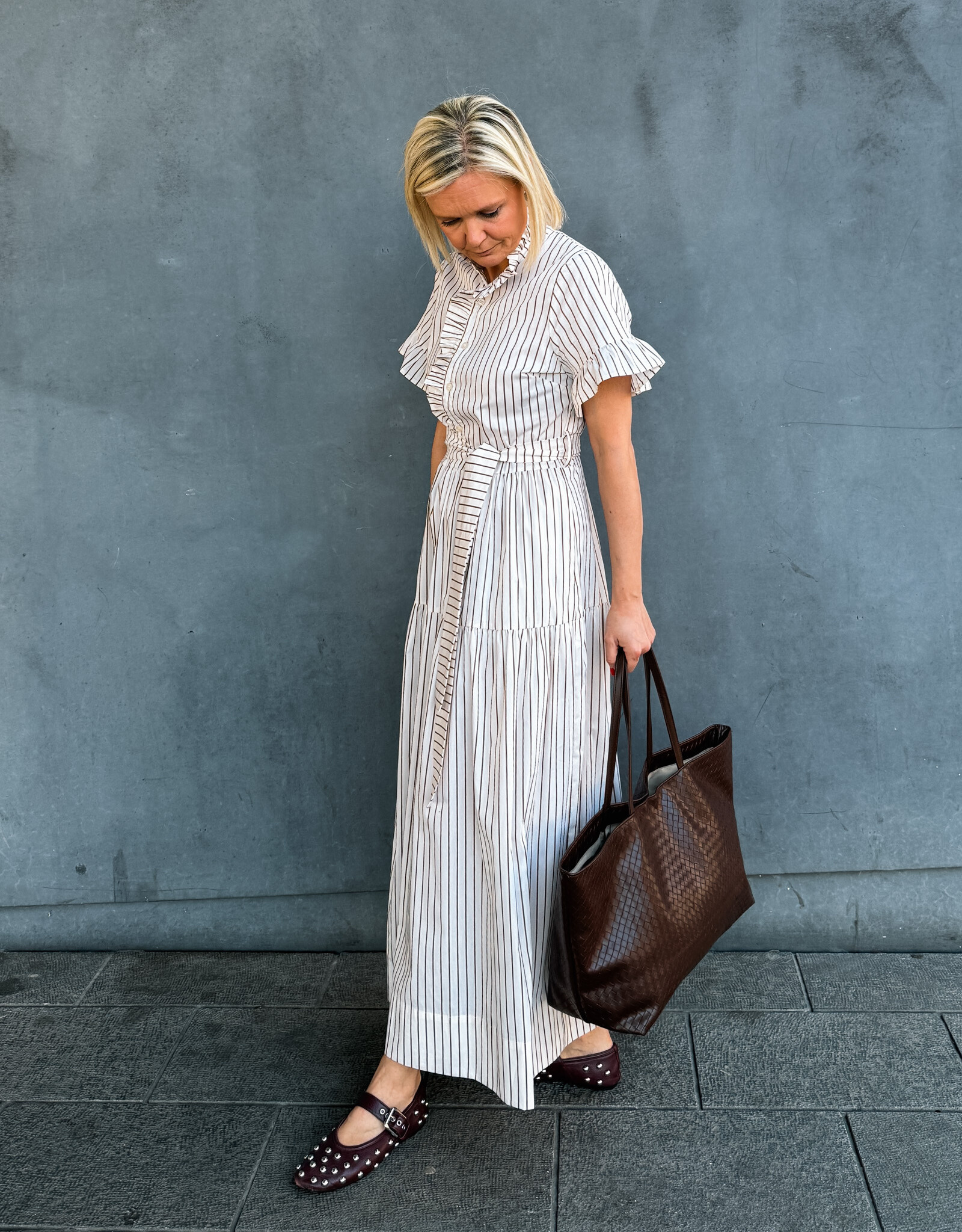 Jurk Wild Stripe 'Nellie' - Ivory - Neo Noir