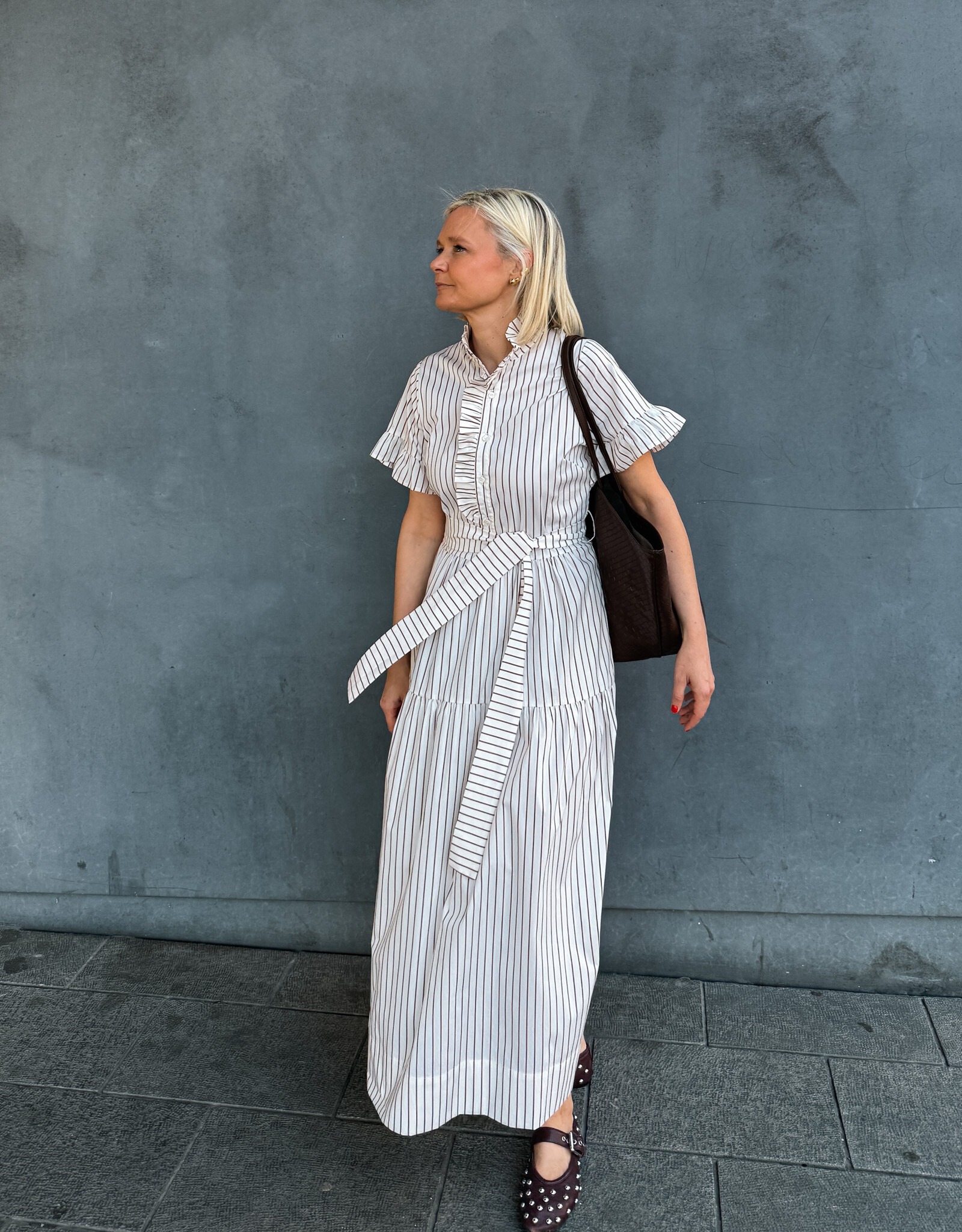 Jurk Wild Stripe 'Nellie' - Ivory - Neo Noir