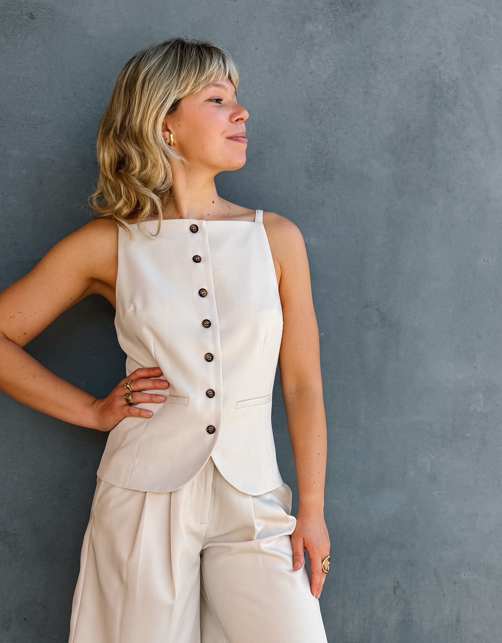 Harper&Yve Top/Waistcoat 'Rey' - Ecru - Harper&Yve