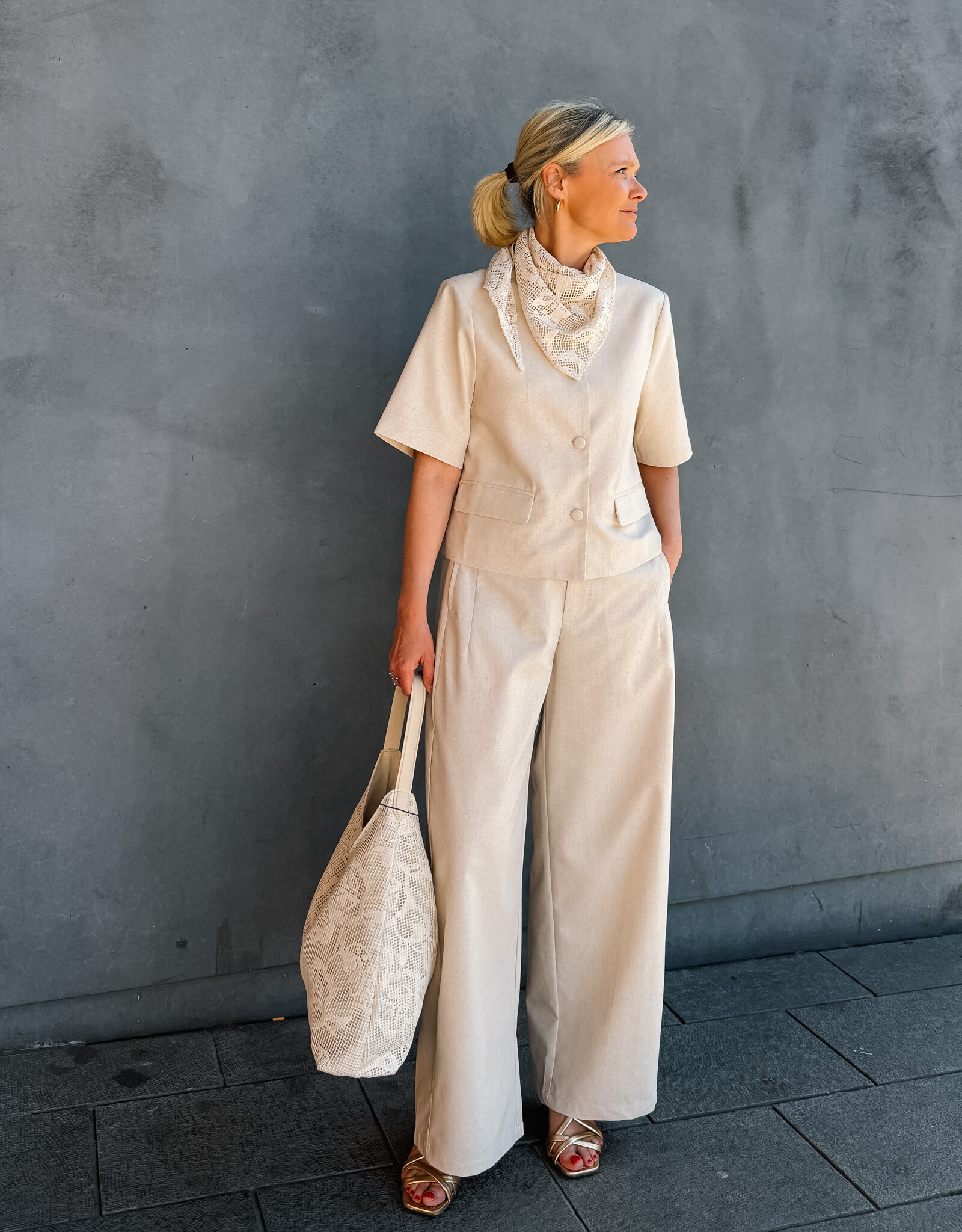 Broek Linen 'Essiall' - Creme - Neo Noir
