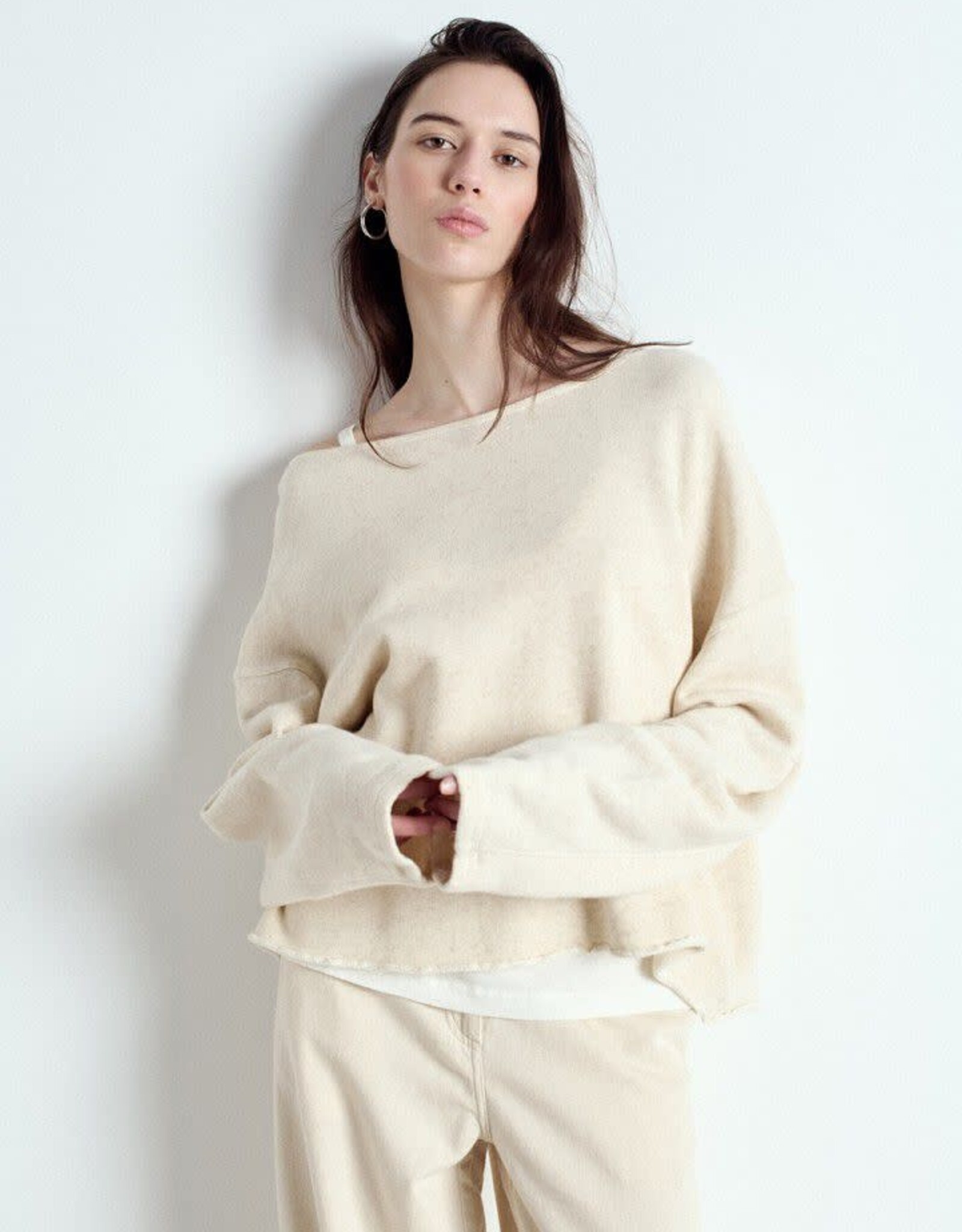 American Vintage Sweater Col Bateau 'Itonay' - Ecru Chine - Ito03A  -  American Vintage