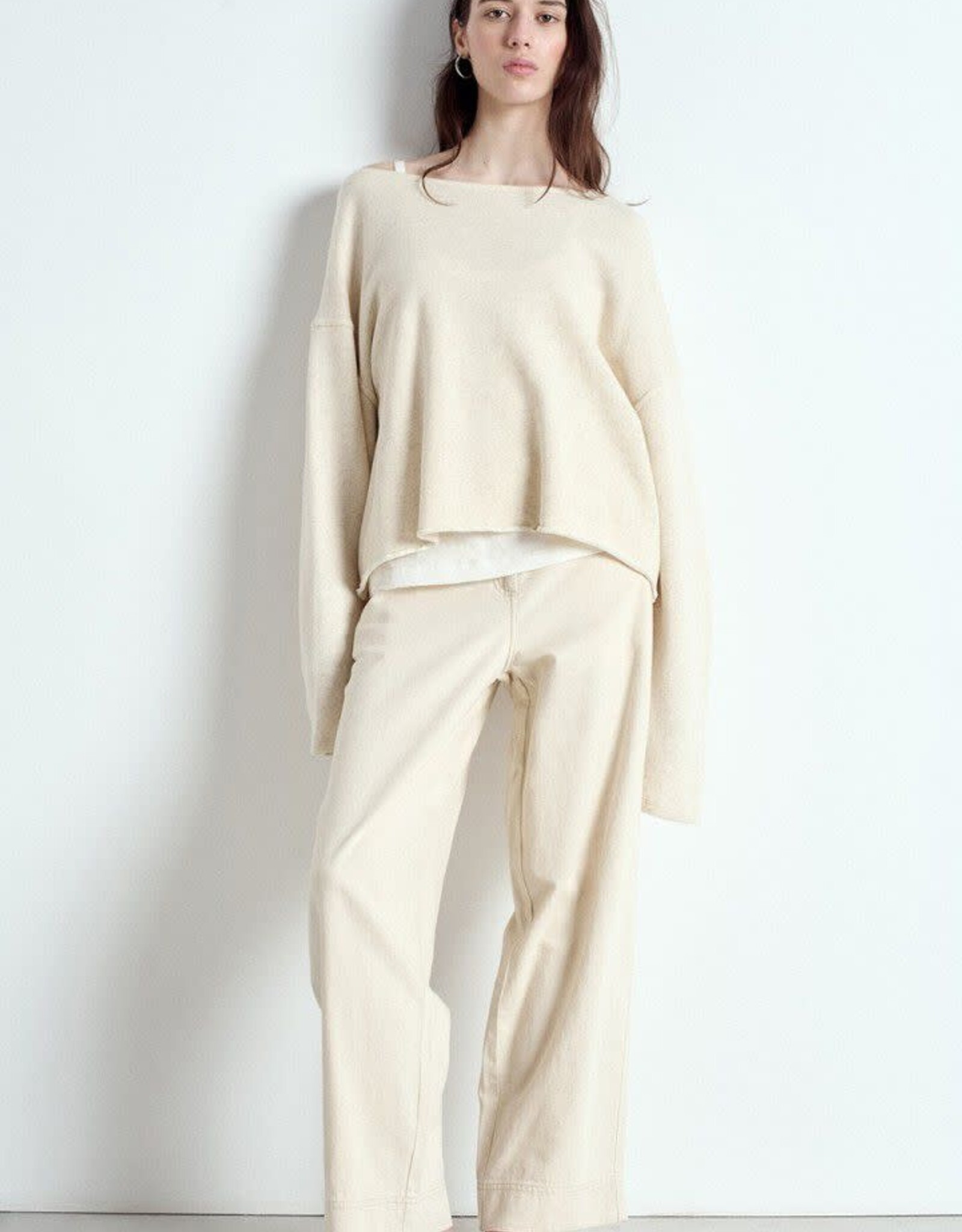 American Vintage Sweater Col Bateau 'Itonay' - Ecru Chine - Ito03A  -  American Vintage