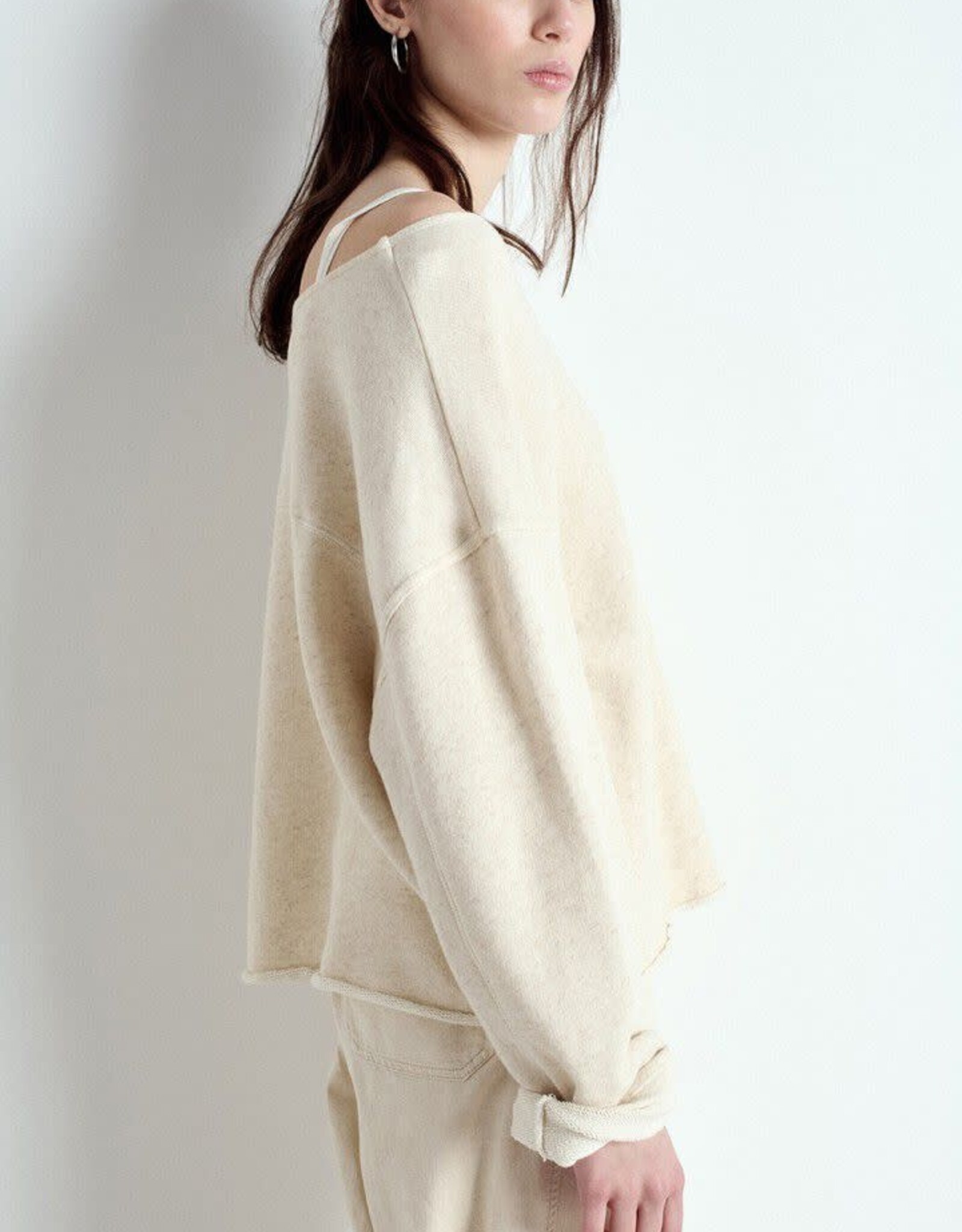 American Vintage Sweater Col Bateau 'Itonay' - Ecru Chine - Ito03A  -  American Vintage