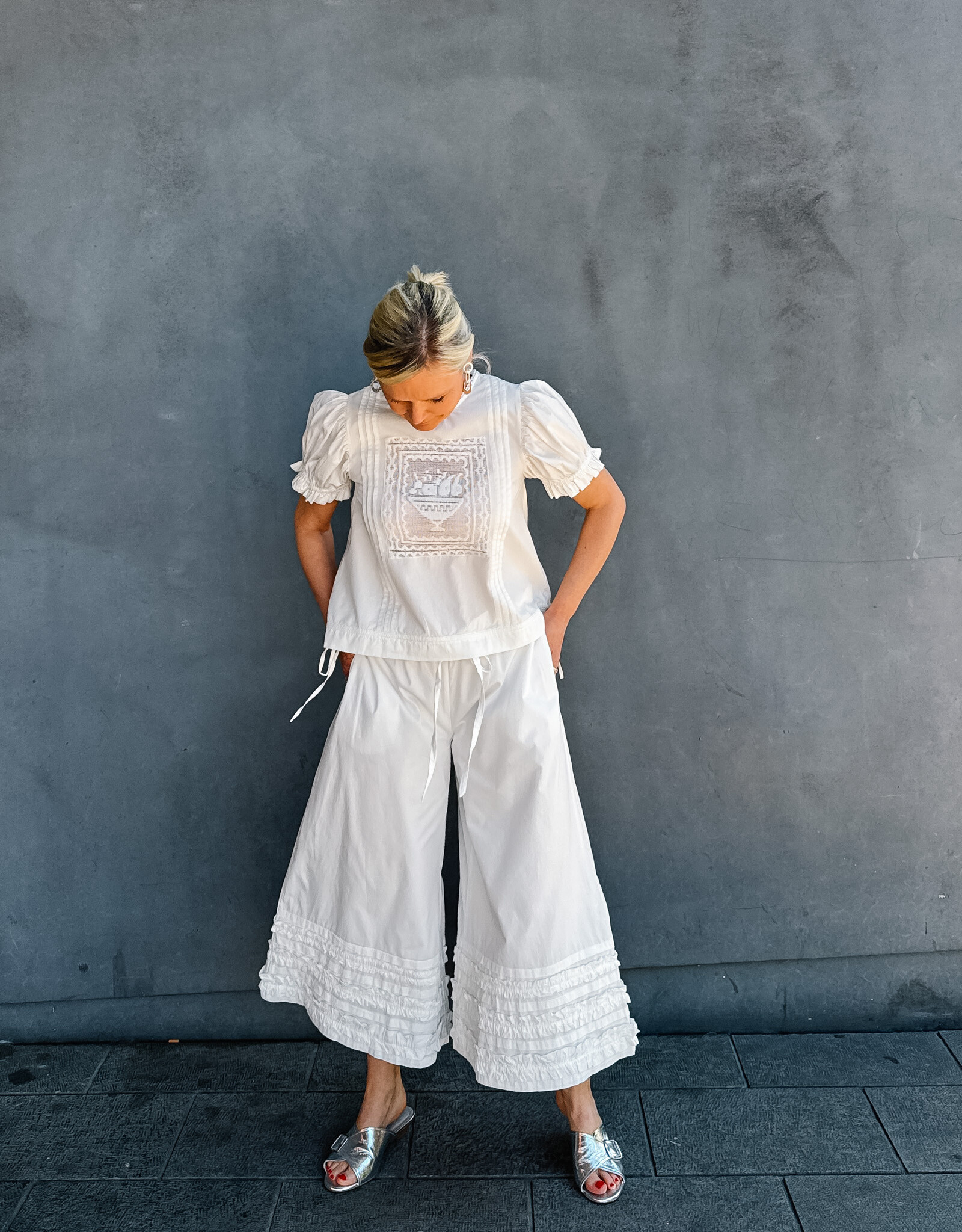 Damson Madder Broek 'Florentina' - White - Damson Madder
