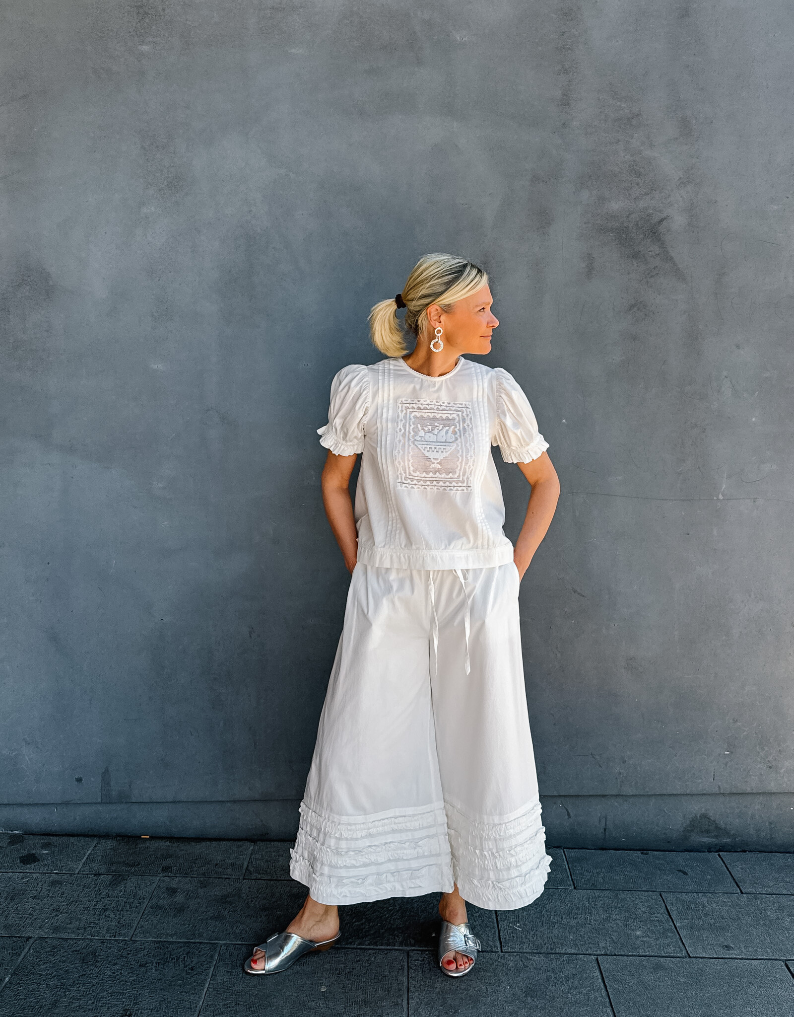 Damson Madder Broek 'Florentina' - White - Damson Madder