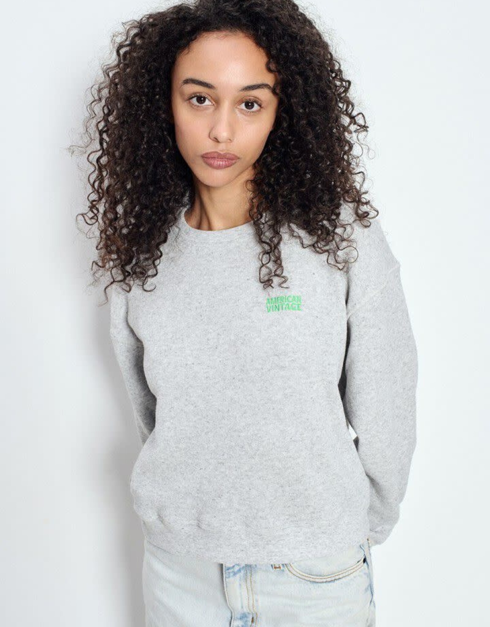 American Vintage Sweater 'Evona' - Gris Clair Chine - Evo03A - American Vintage