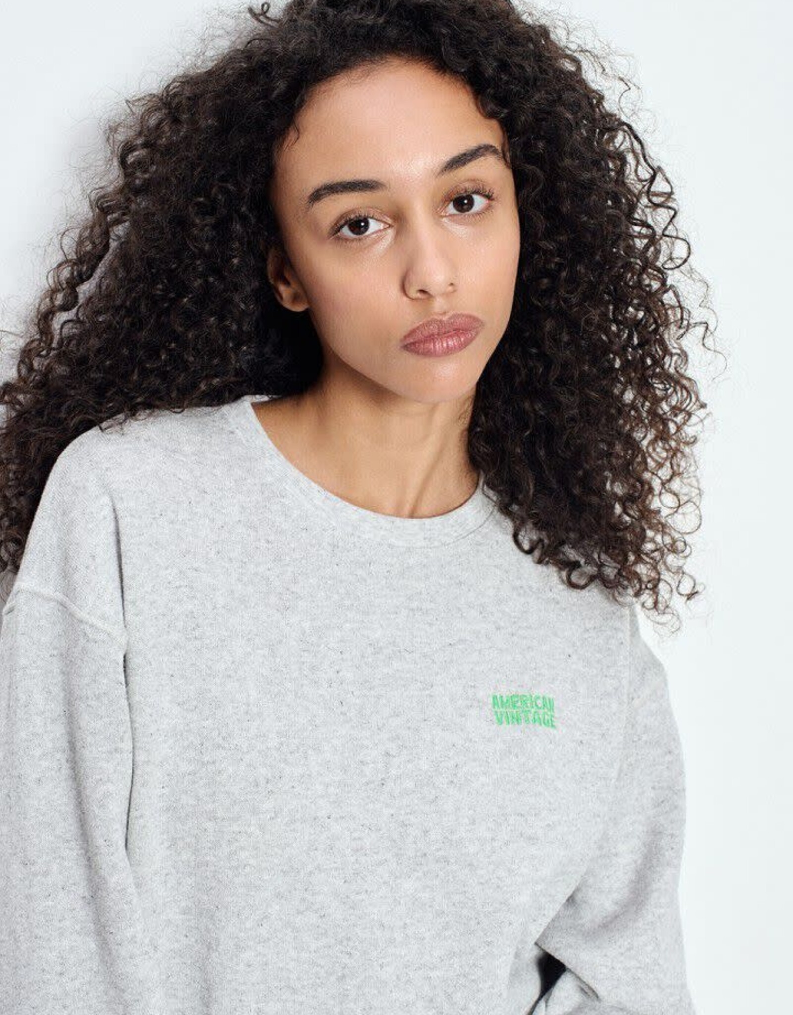 American Vintage Sweater 'Evona' - Gris Clair Chine - Evo03A - American Vintage