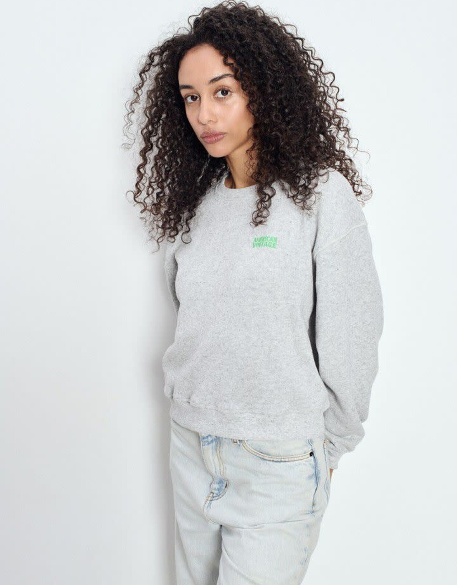 American Vintage Sweater 'Evona' - Gris Clair Chine - Evo03A - American Vintage