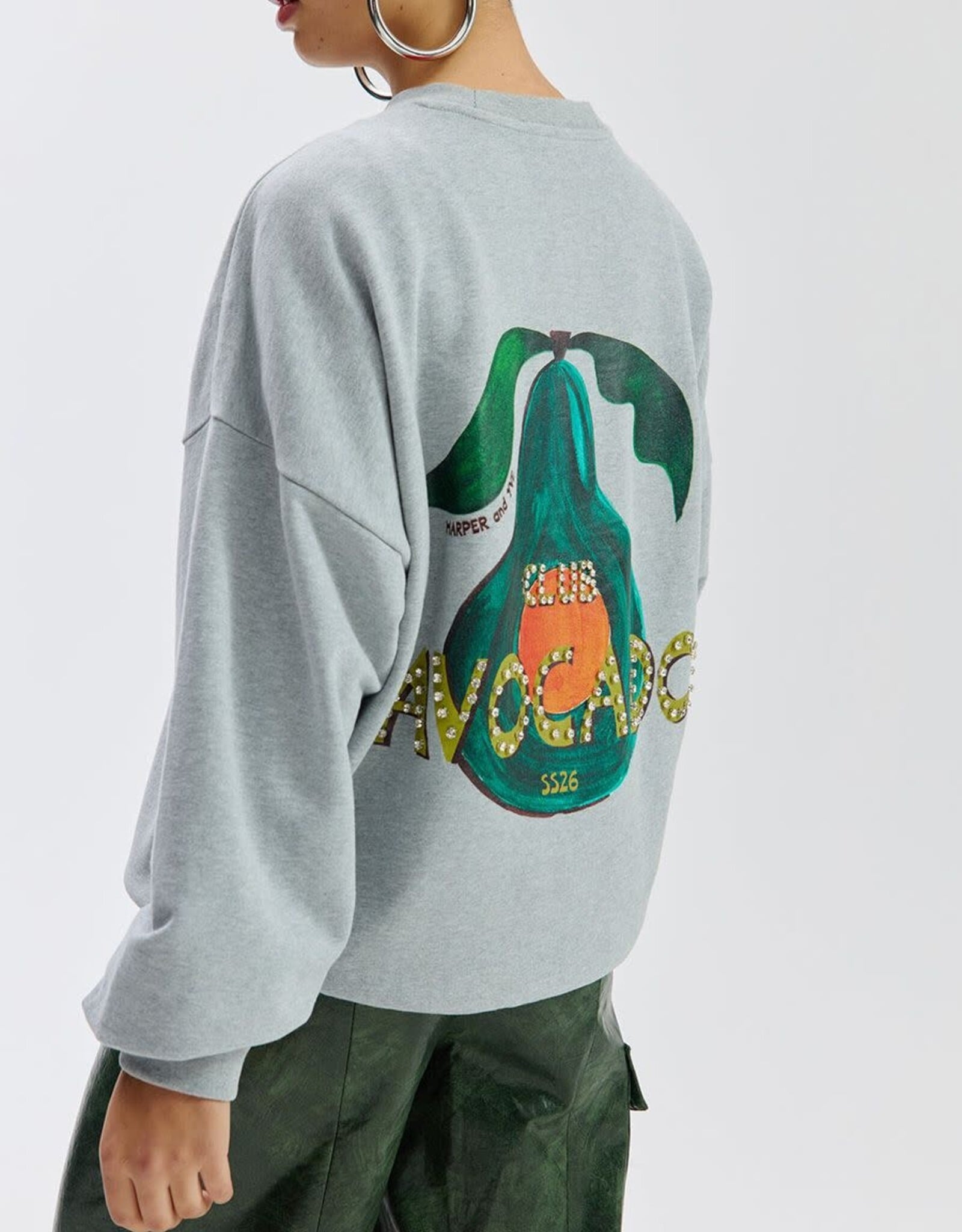 Harper&Yve Sweater 'Clubavocado' - Grey Melee - Harper&Yve