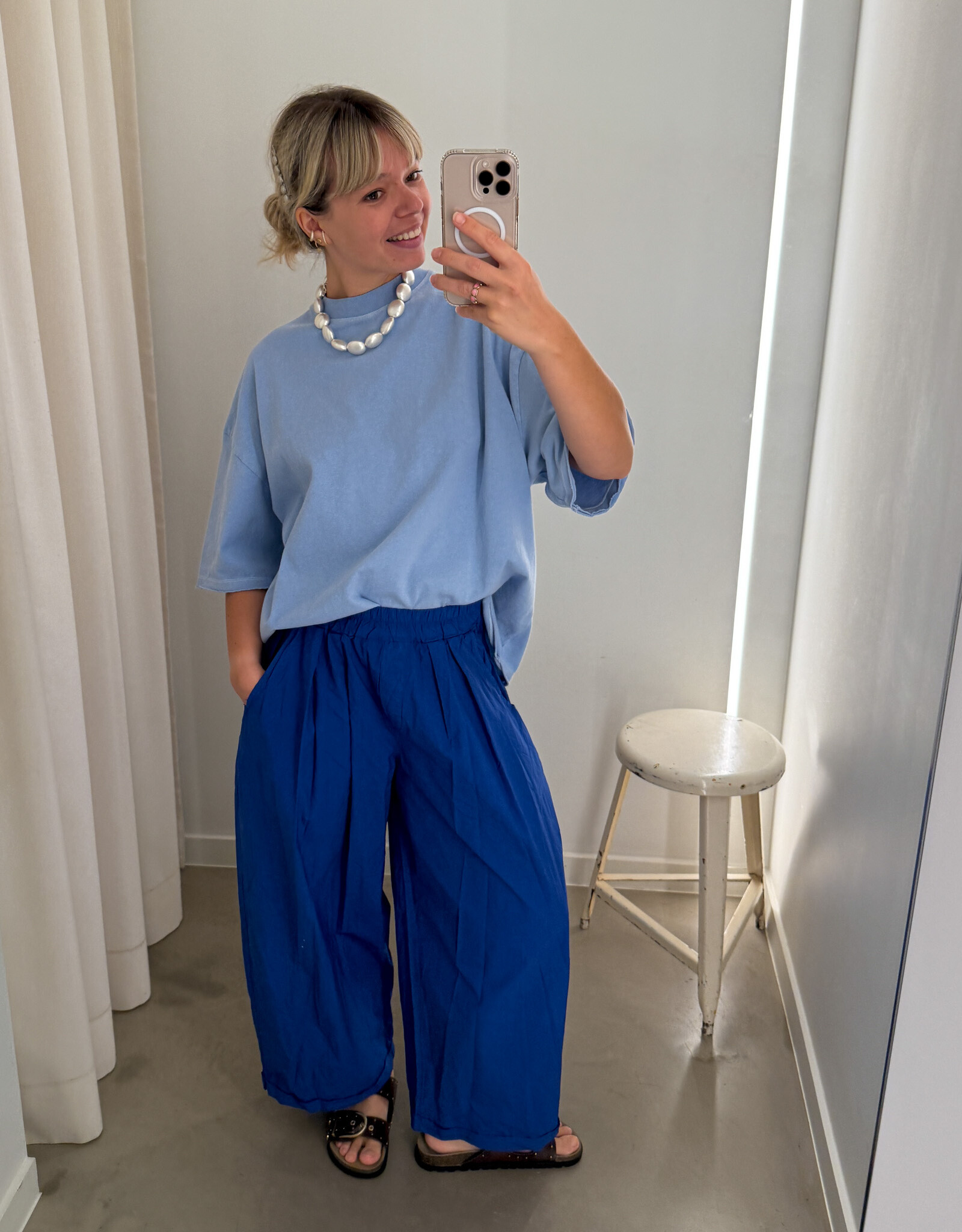 The Golden House Joh Broek Toile Wide 'Mindy' - Electrique Blue -  TU