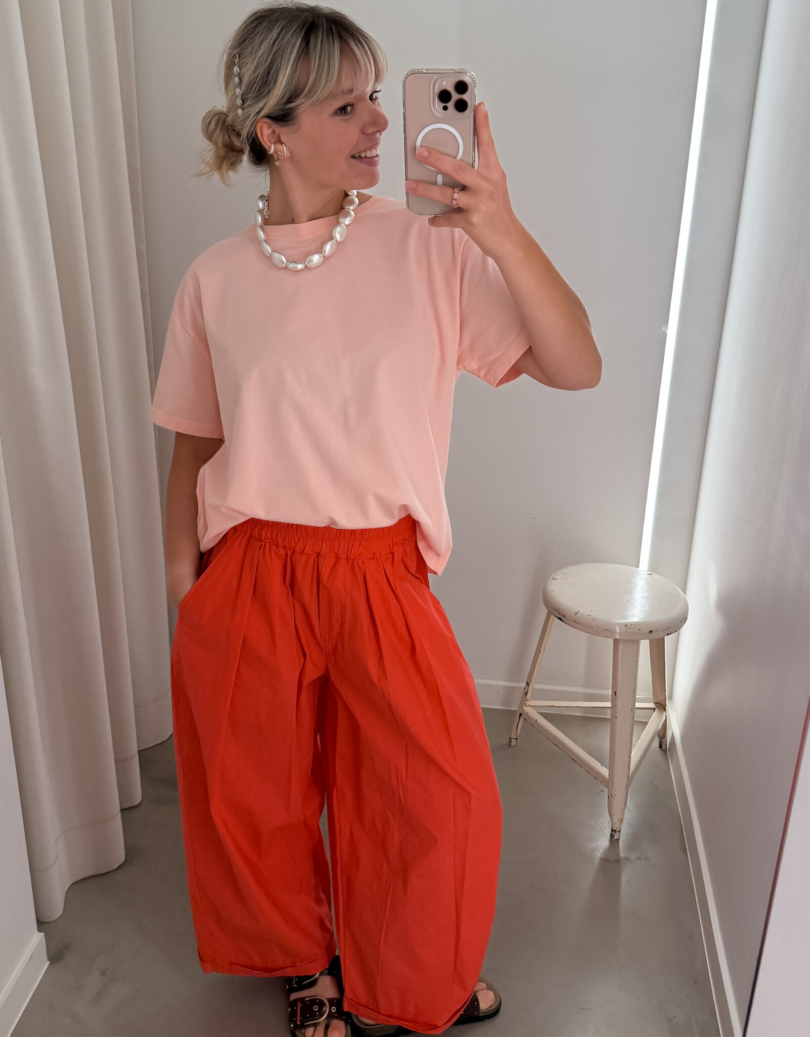 The Golden House Joh Broek Toile Wide 'Mindy' - Coral -  TU