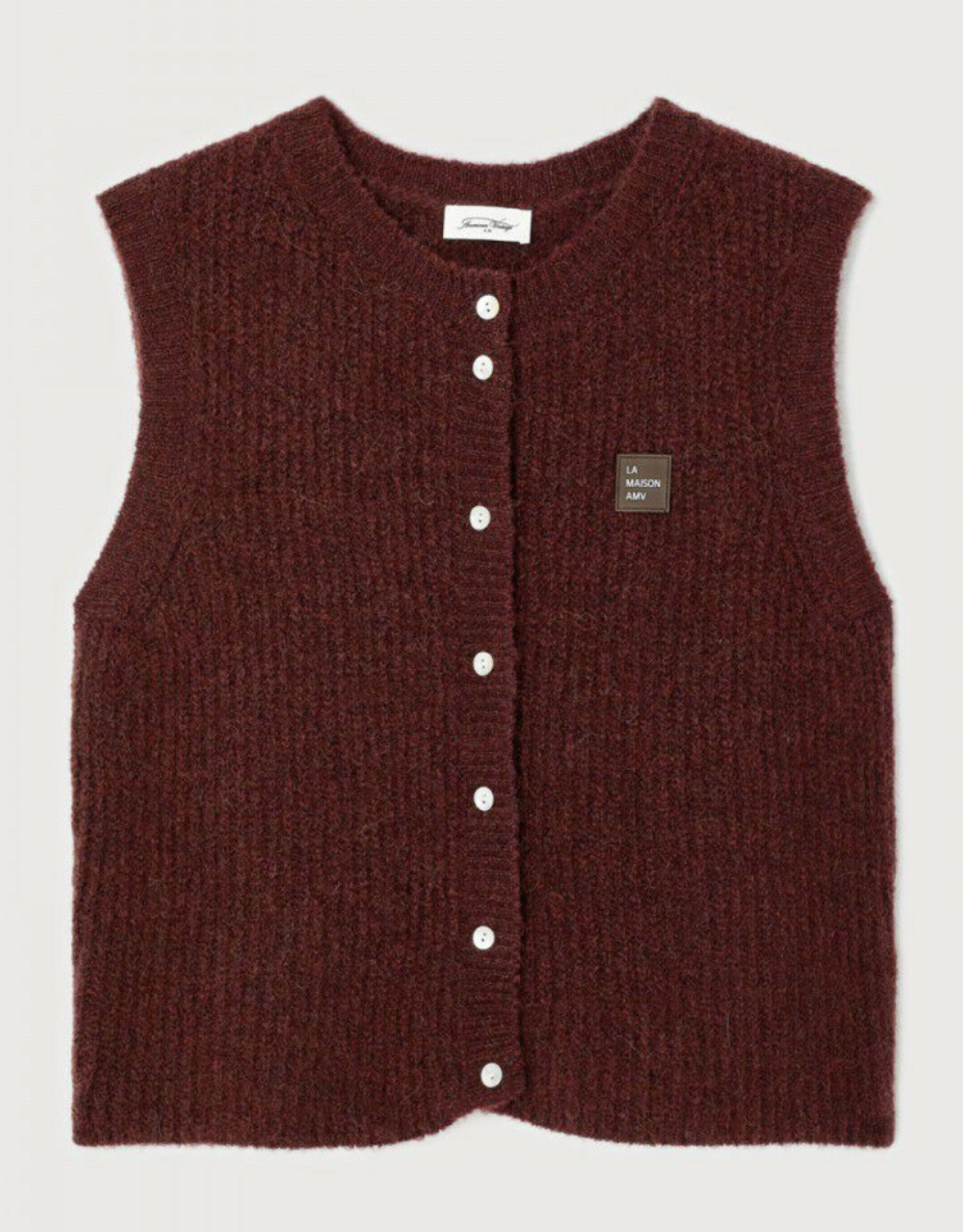 American Vintage Cardigan Zonder Mouw 'East' - Acerola Chine - East19M - American Vintage