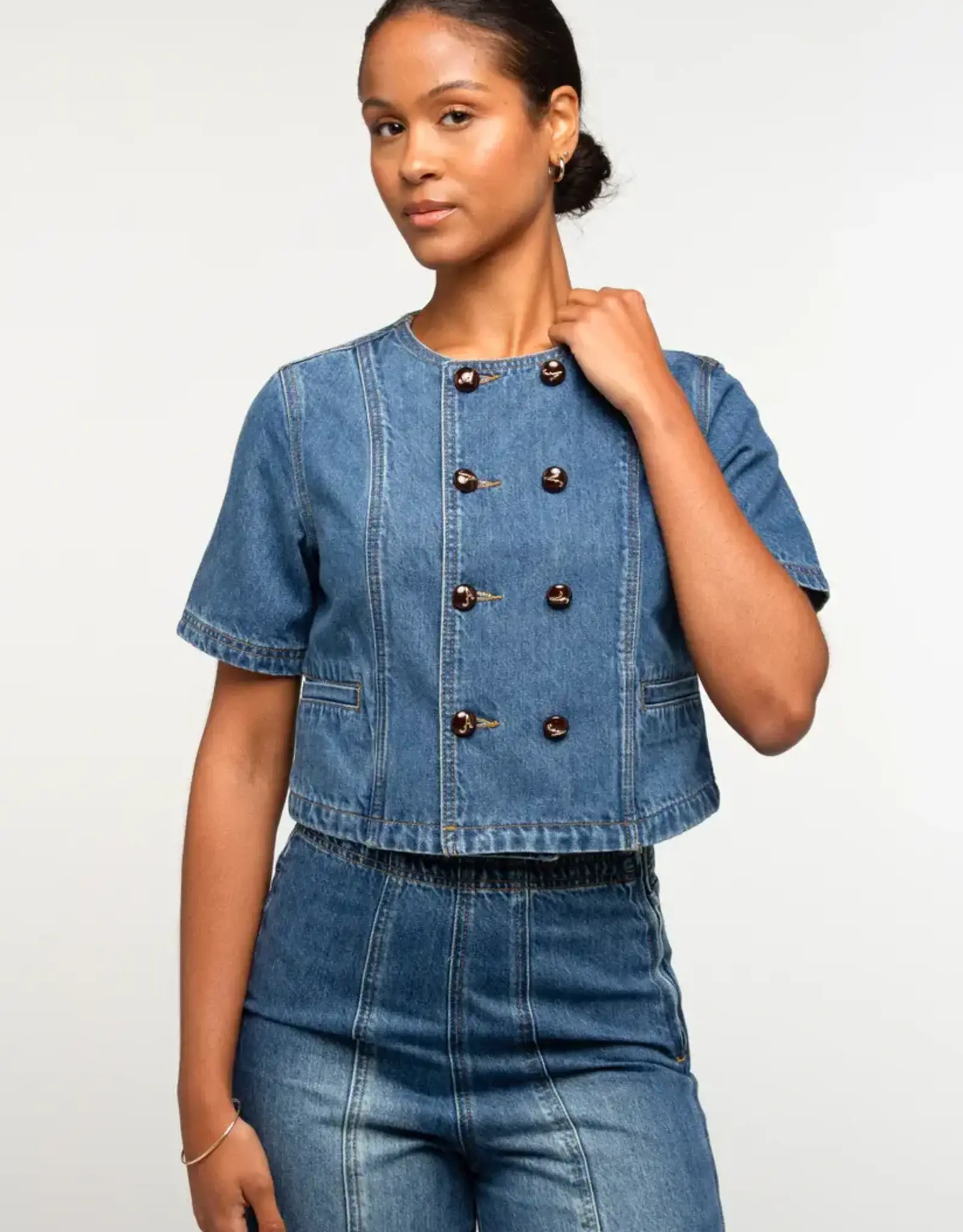 The Golden House Ad Blouse 'Milo' - Denim - Adoré