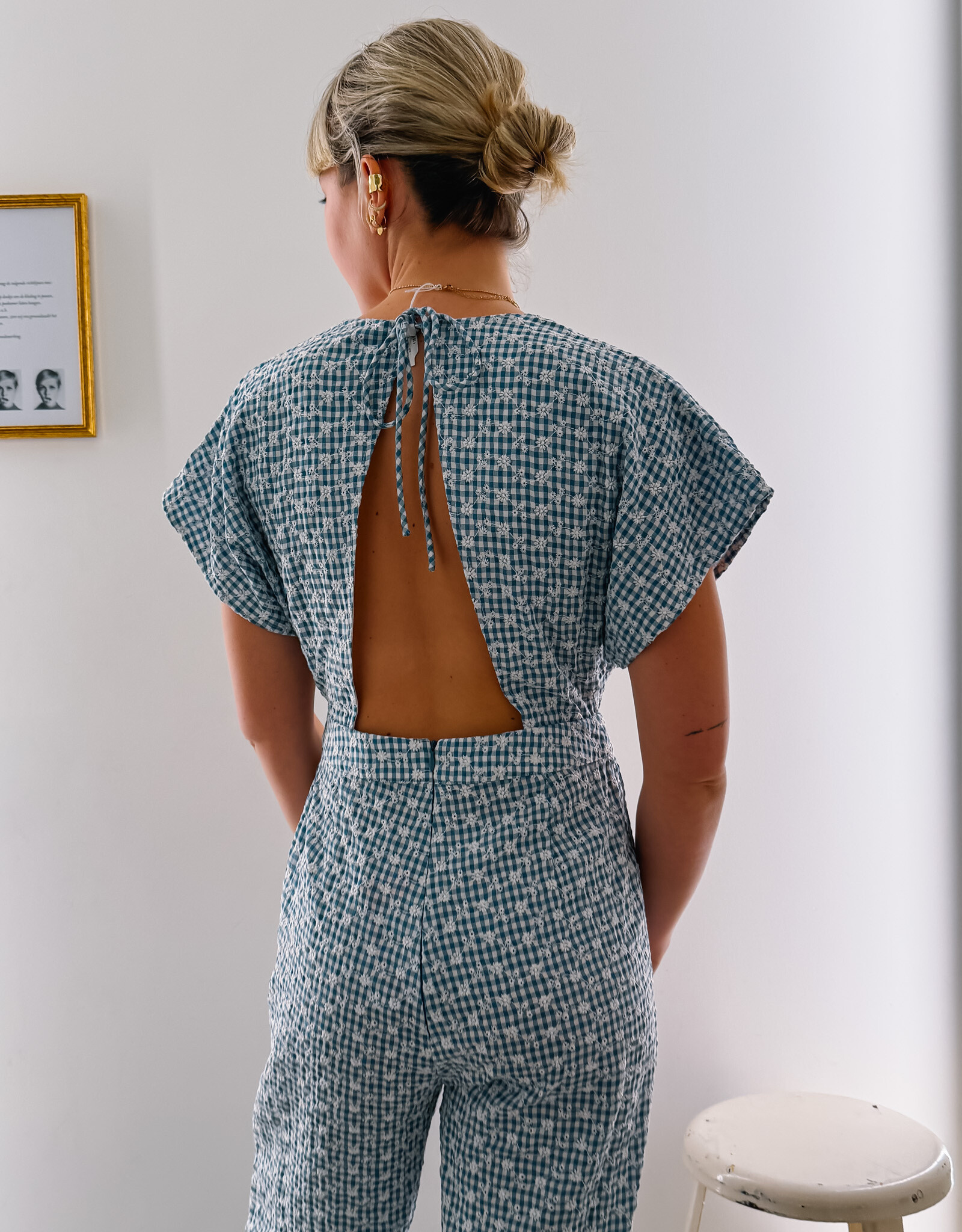 Laure+Max Jumpsuit 'Osyana' - Vichy Broderie Bleu - Laure+Max