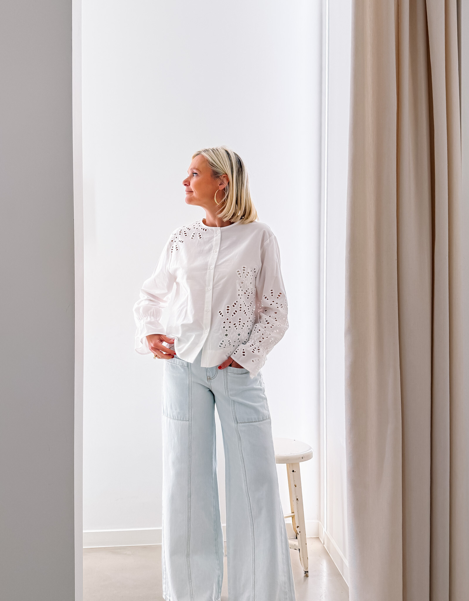 Withblack Blouse Long Sleeve 'Marit' - White - Withblack