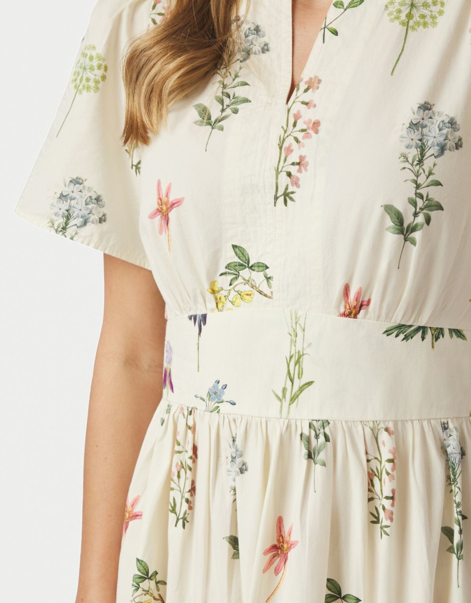 Jurk Flower 'Gardena' - Off White - Neo Noir