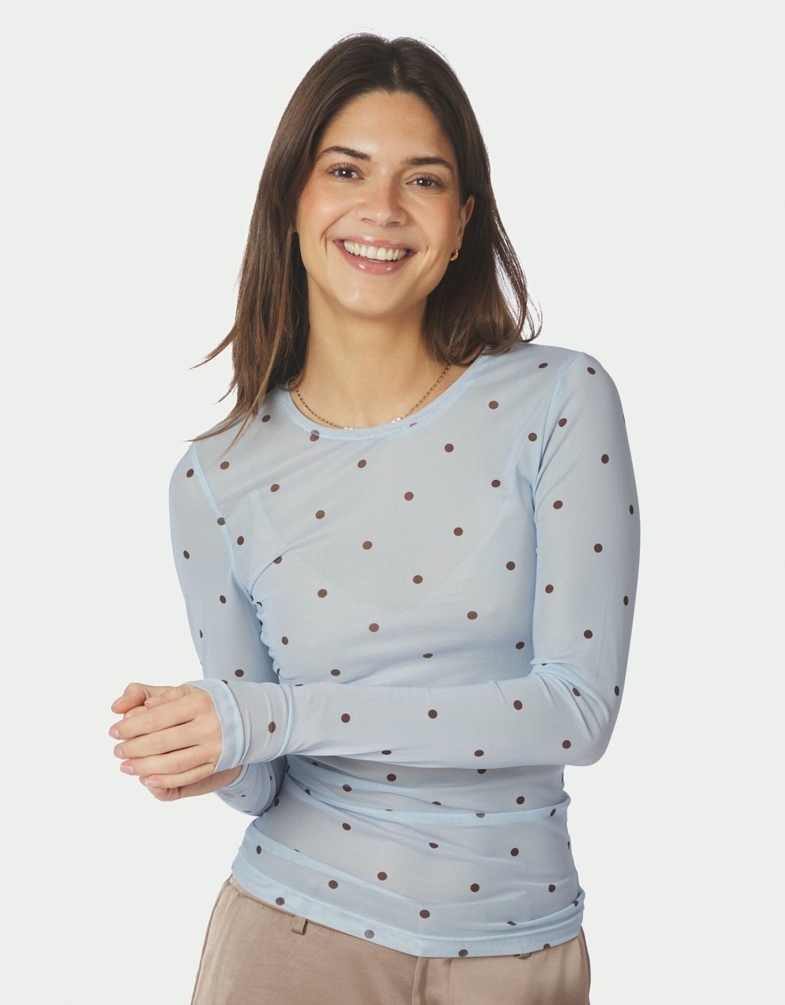 T-Shirt Lange Mouw Dot 'Ella' - Light Blue - Neo Noir