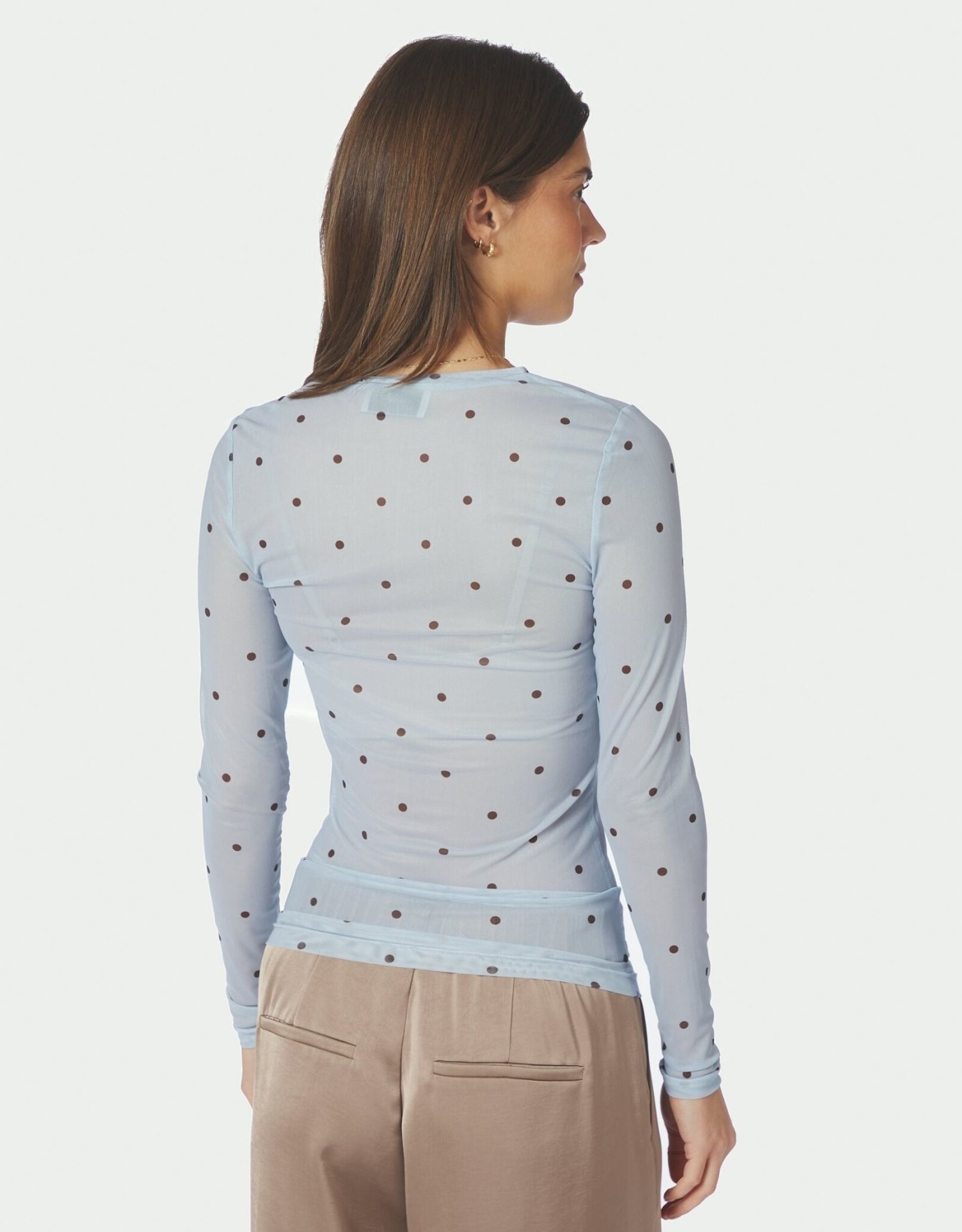 T-Shirt Lange Mouw Dot 'Ella' - Light Blue - Neo Noir
