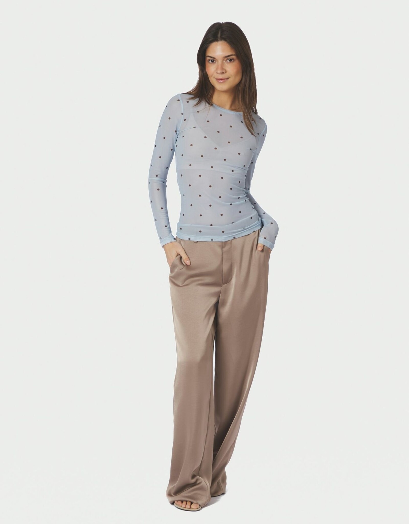 T-Shirt Lange Mouw Dot 'Ella' - Light Blue - Neo Noir
