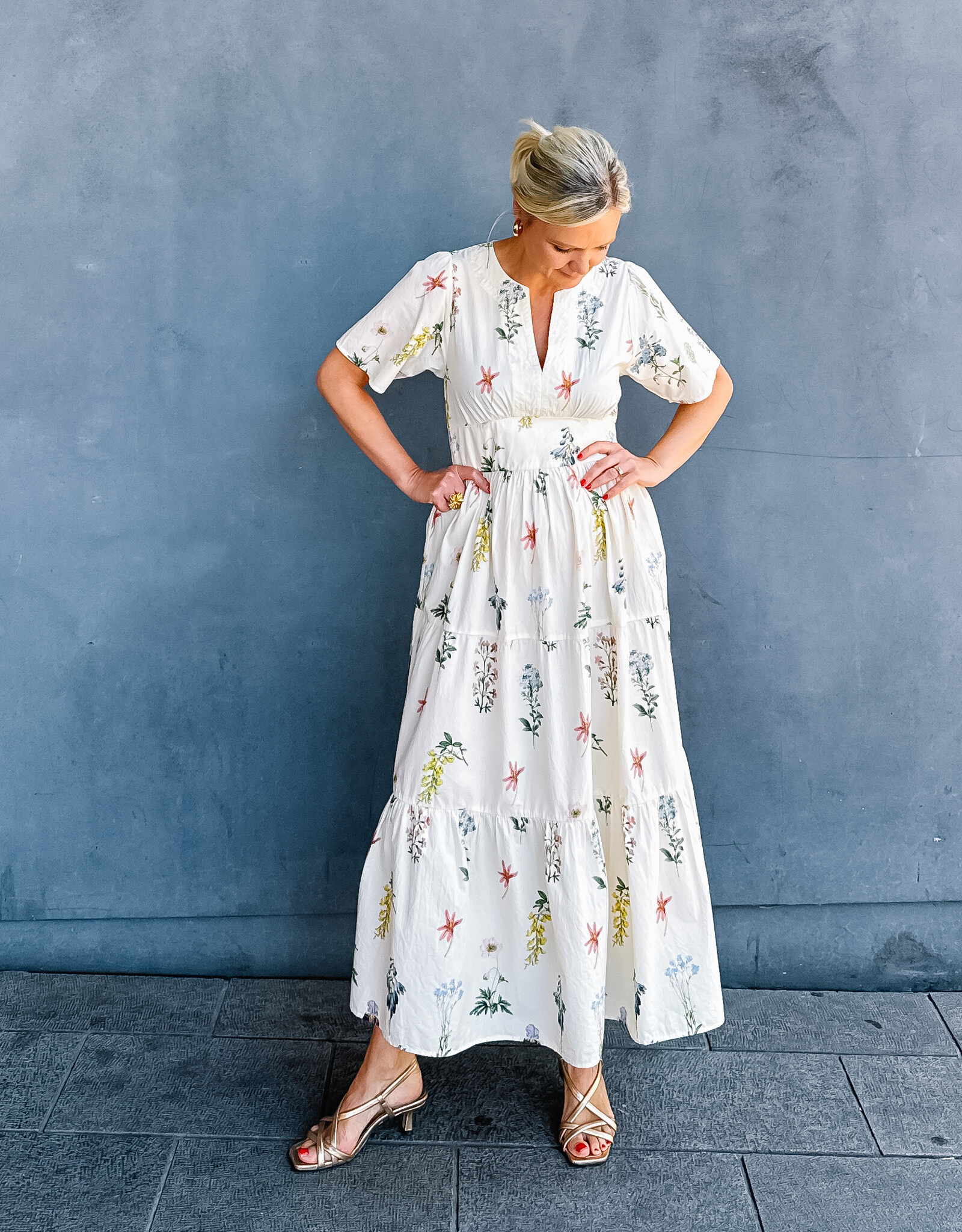 Jurk Flower 'Gardena' - Off White - Neo Noir