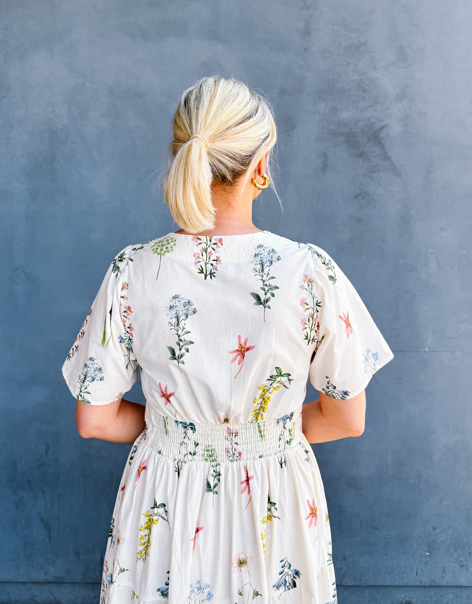 Jurk Flower 'Gardena' - Off White - Neo Noir