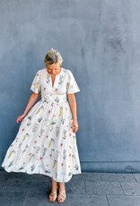 Jurk Flower 'Gardena' - Off White - Neo Noir