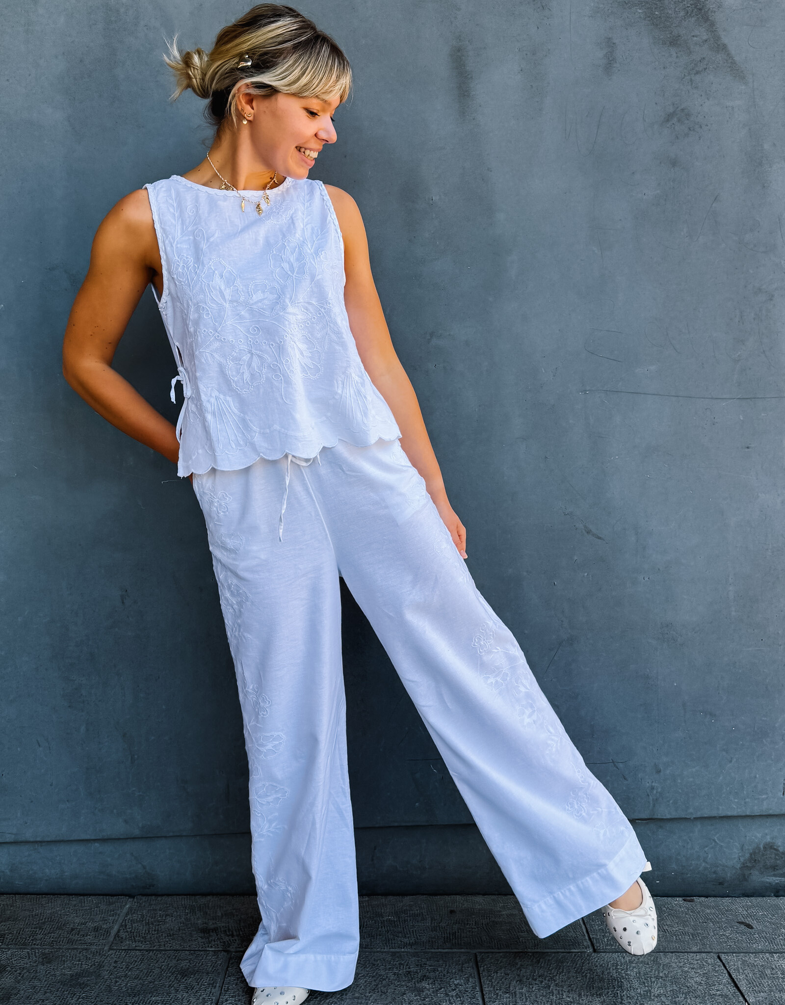 Broek Embroidery  'Heifa' - White - Neo Noir