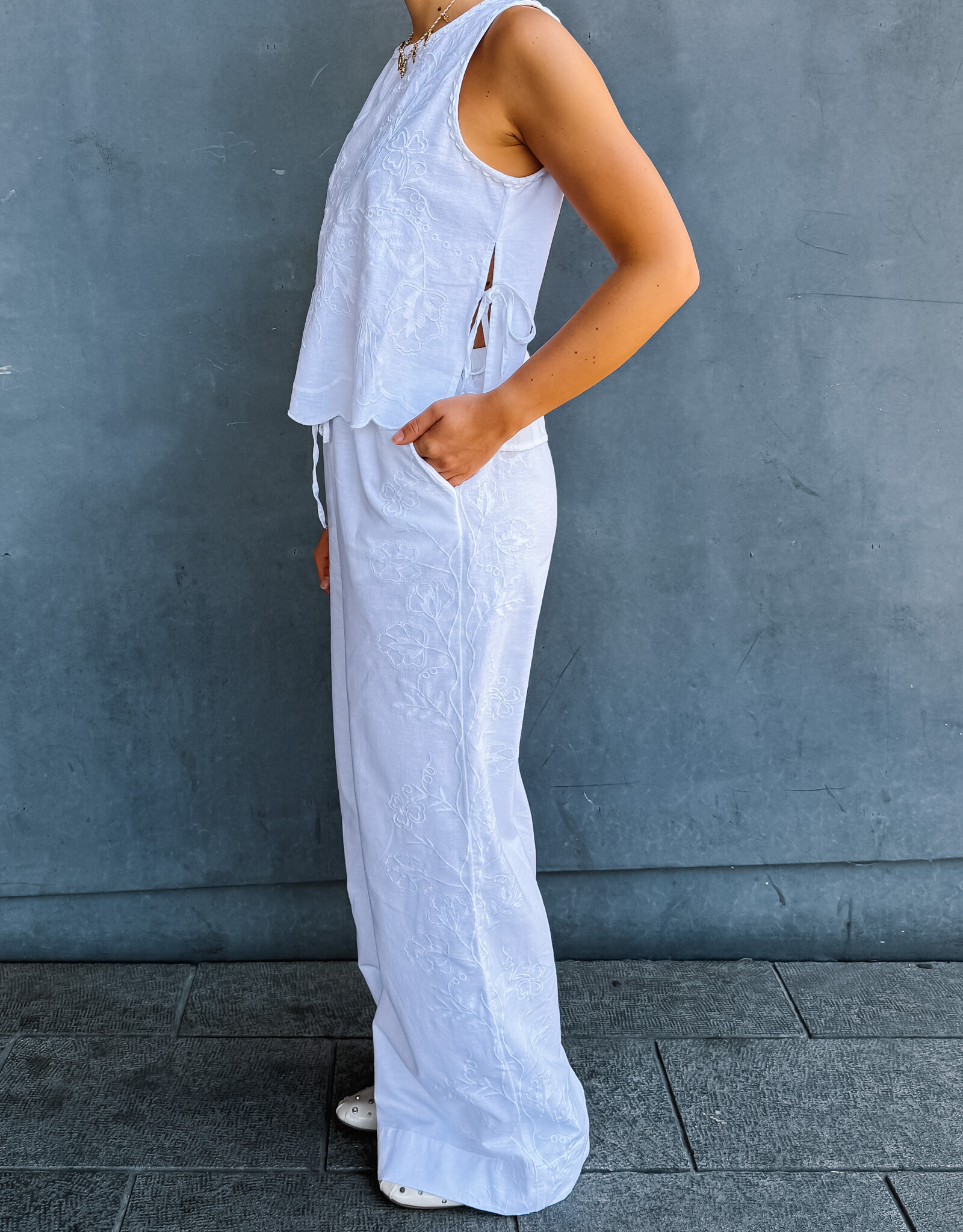 Broek Embroidery  'Heifa' - White - Neo Noir