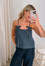 The Tiny Big Sister Top Striped 'Straps' - Light Navy - The Tiny Big Sister