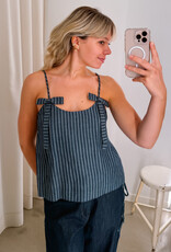 The Tiny Big Sister Top Striped 'Straps' - Light Navy - The Tiny Big Sister