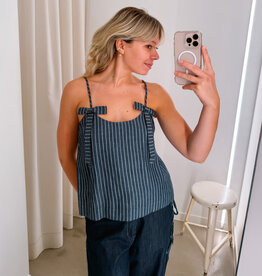 The Tiny Big Sister Top Striped 'Straps' - Light Navy - The Tiny Big Sister