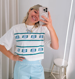 The Tiny Big Sister T-Shirt Boxy 'Roses' - Off-White -  The Tiny Big Sister