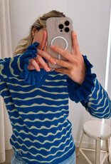 Damson Madder Polo Long Sleeve  'Silvia' - Blue/Mint - Damson Madder