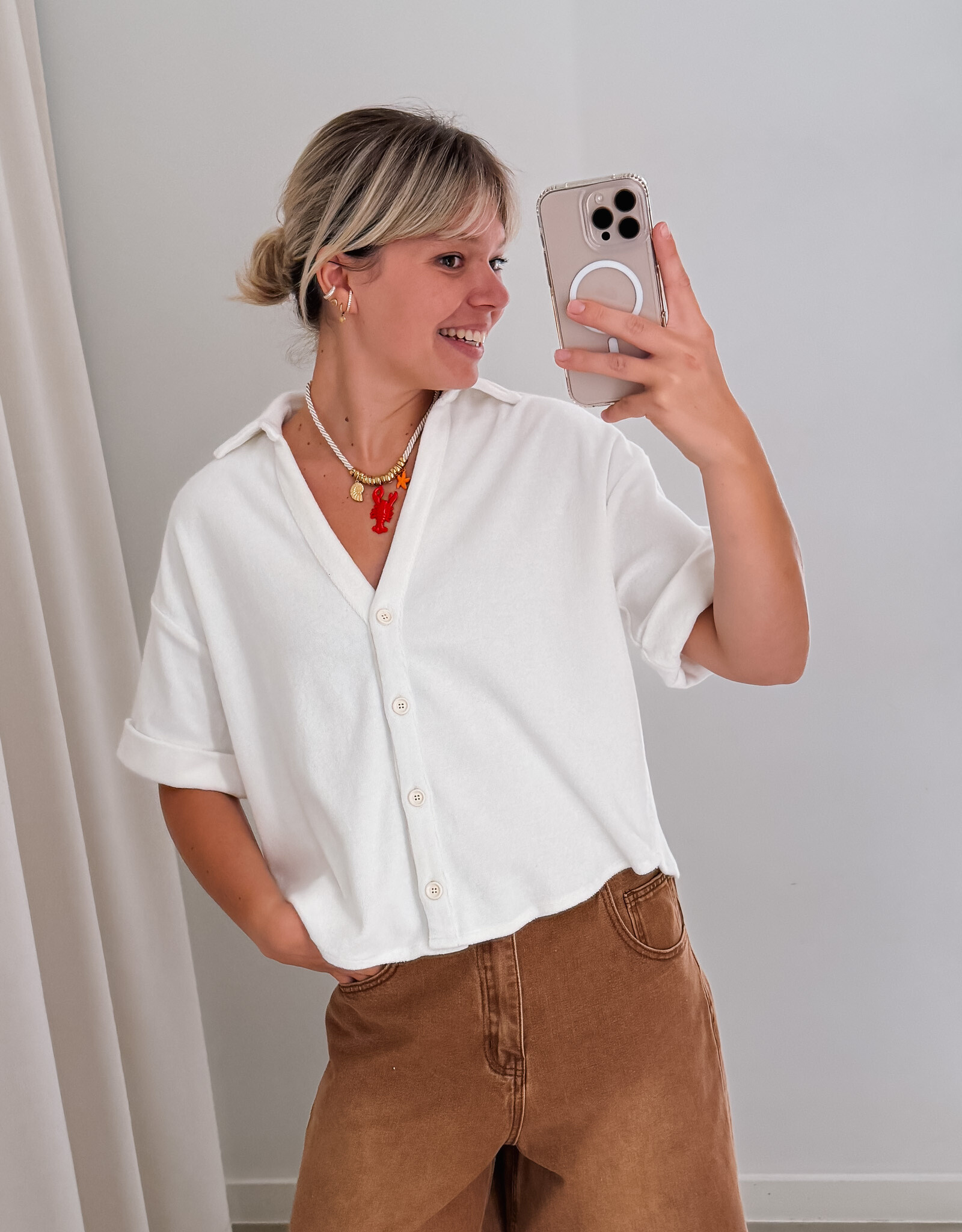 Laure+Max Cardigan Short Sleeve 'Cavane' - Ecru Eponge - Laure+Max