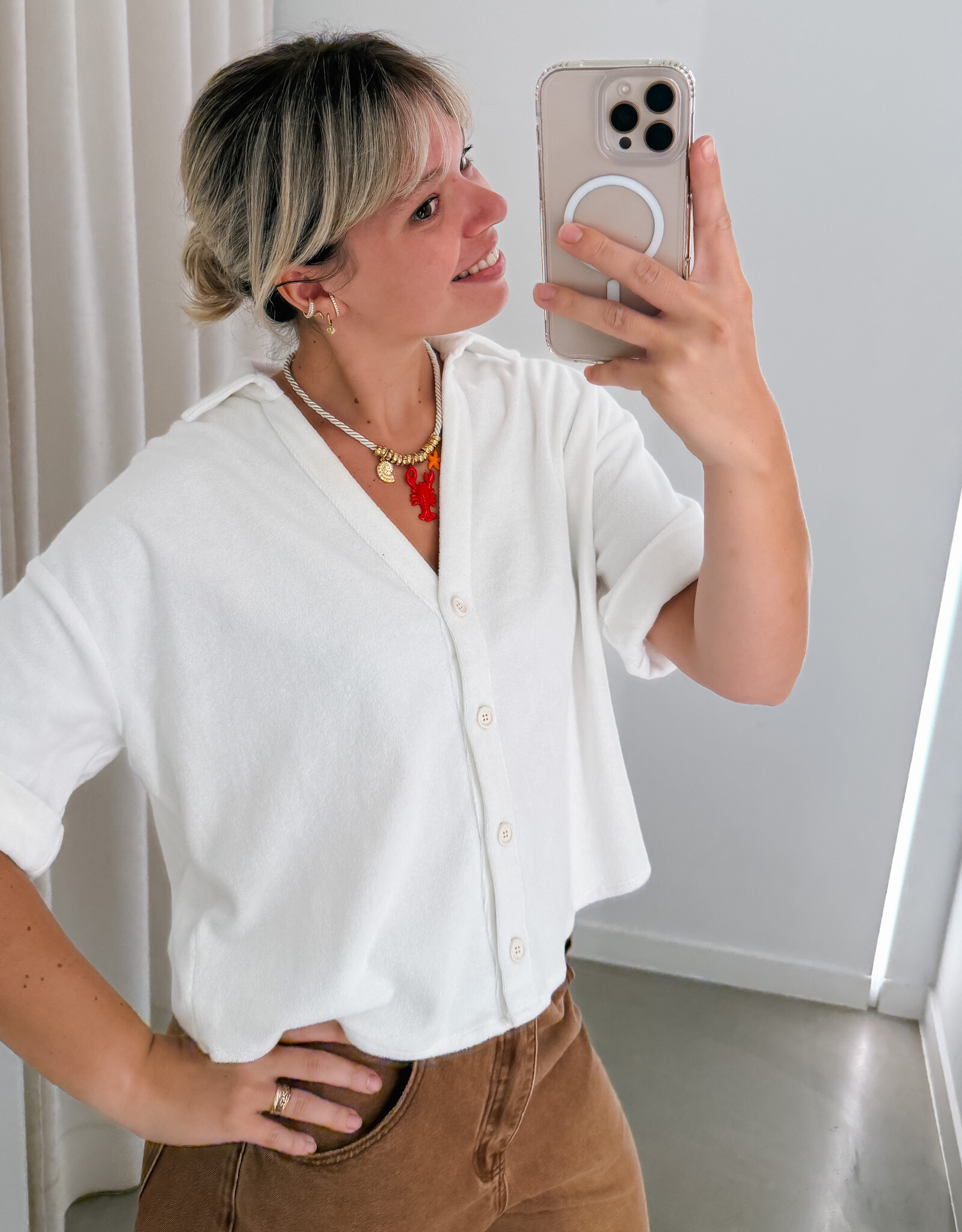 Laure+Max Cardigan Short Sleeve 'Cavane' - Ecru Eponge - Laure+Max