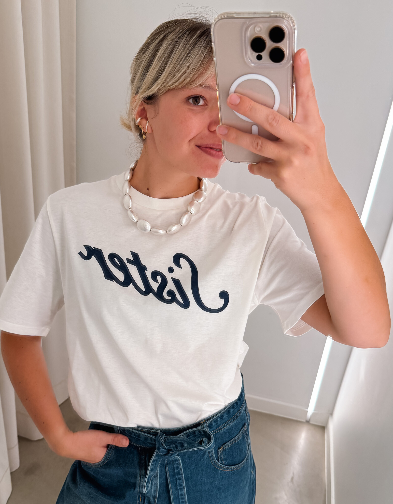 The Tiny Big Sister T-Shirt 'Sister' - Off White - The Tiny Big Sister
