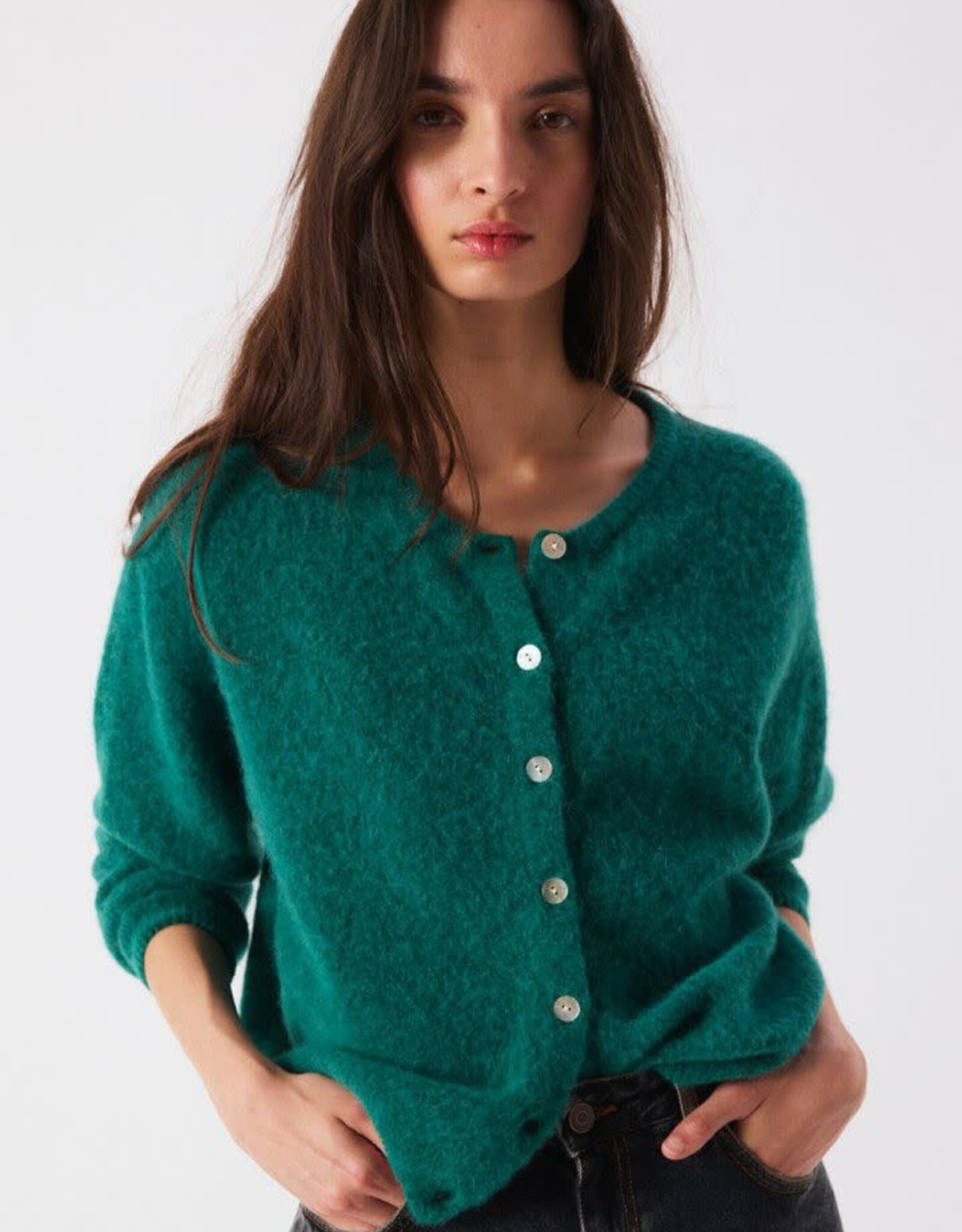 American Vintage Cardigan 'Vitow' - Canard Chine - Vito19E  - American Vintage