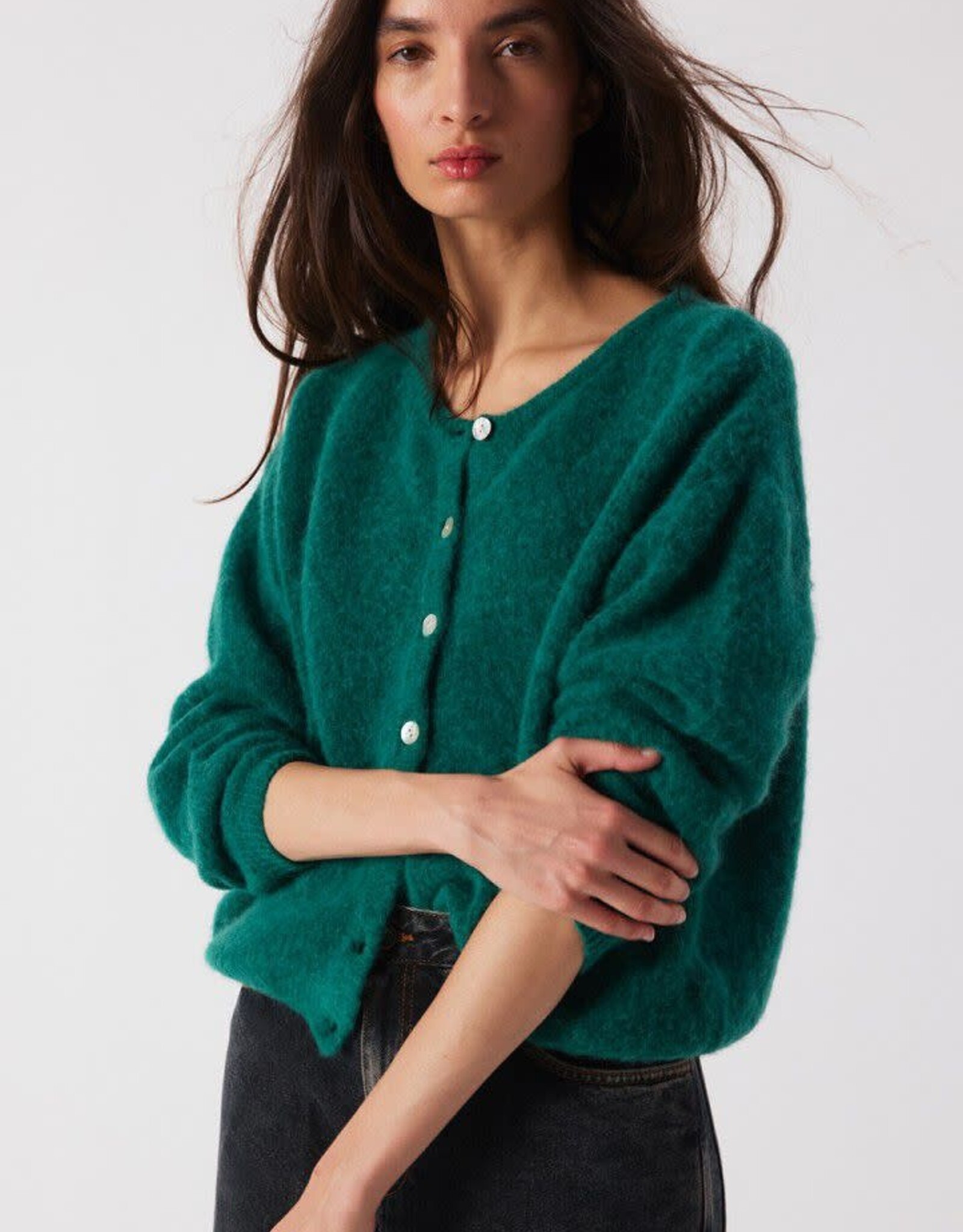 American Vintage Cardigan 'Vitow' - Canard Chine - Vito19E  - American Vintage
