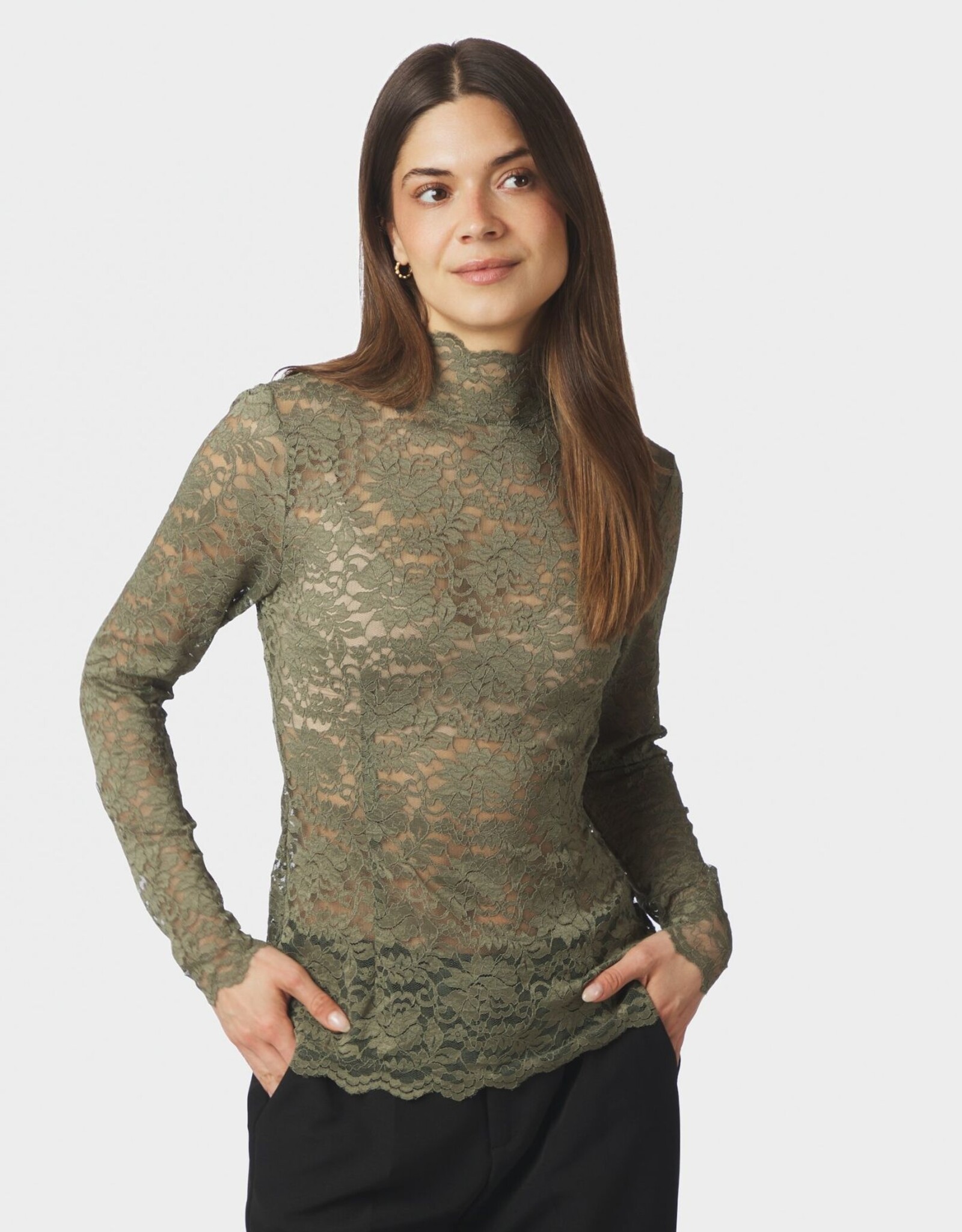 Blouse Laceflower 'Liza' - Cold Army - Neo Noir