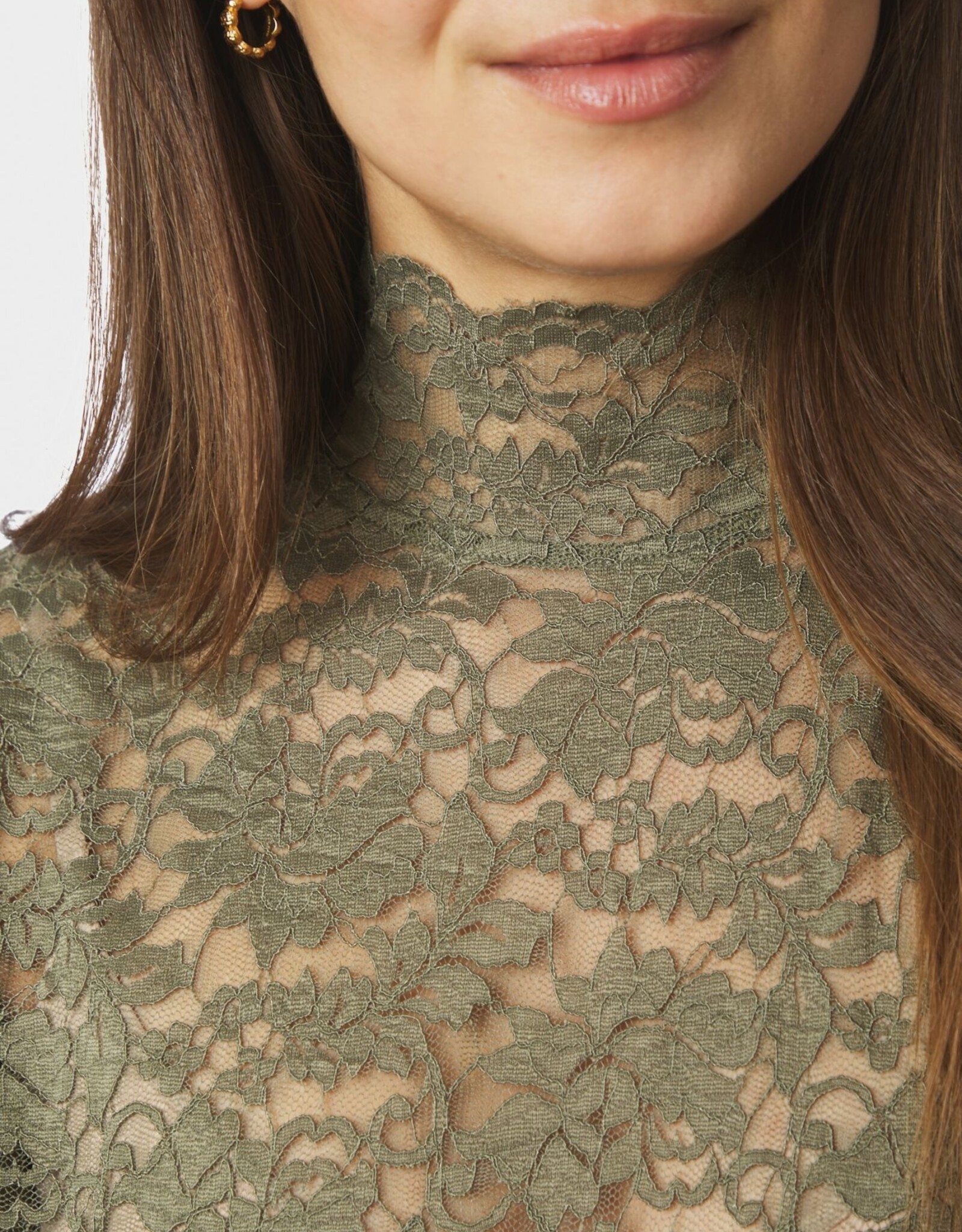 Blouse Laceflower 'Liza' - Cold Army - Neo Noir