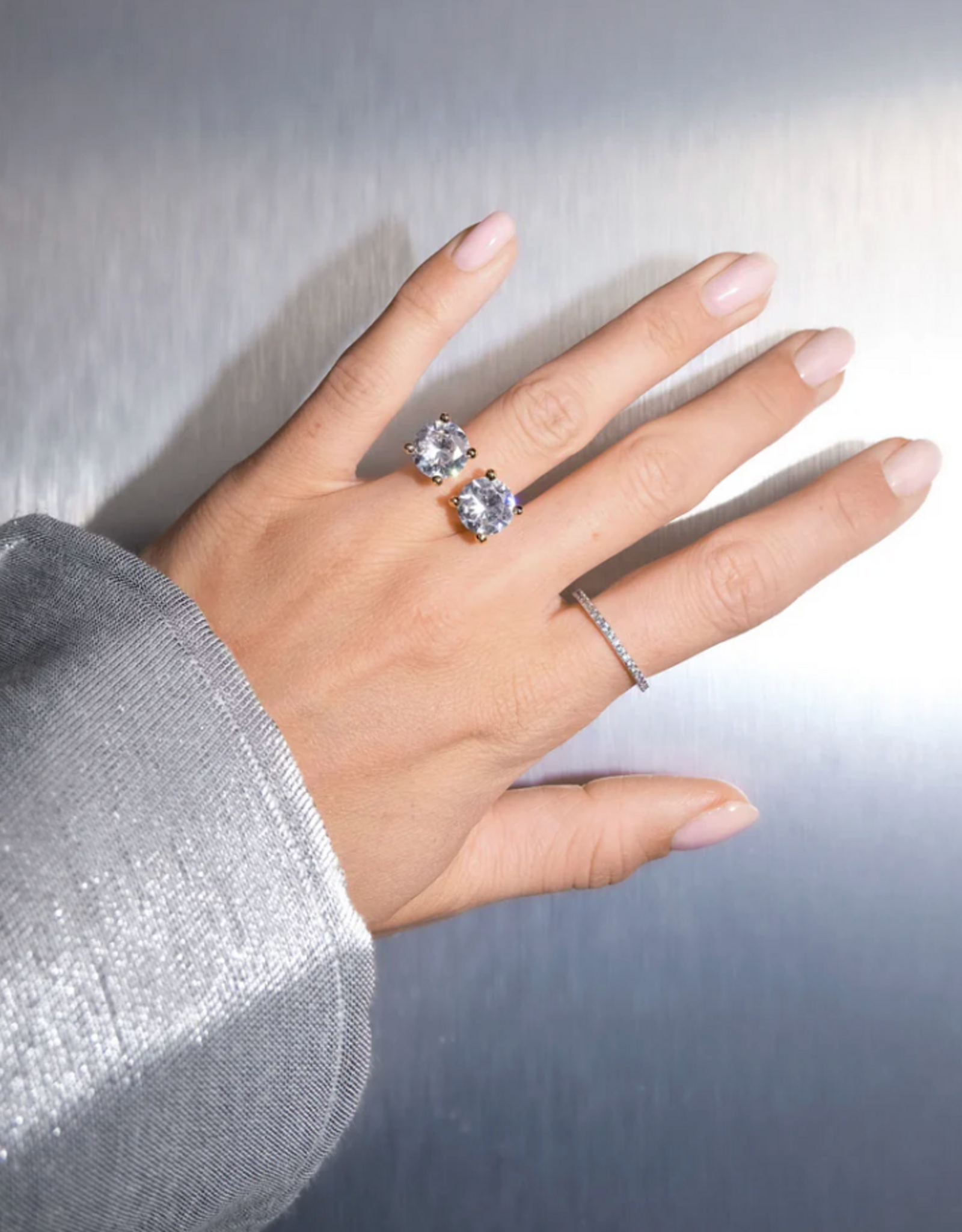 Billion Avenue Double Diamond Ring  - Silver - Billion Avenue