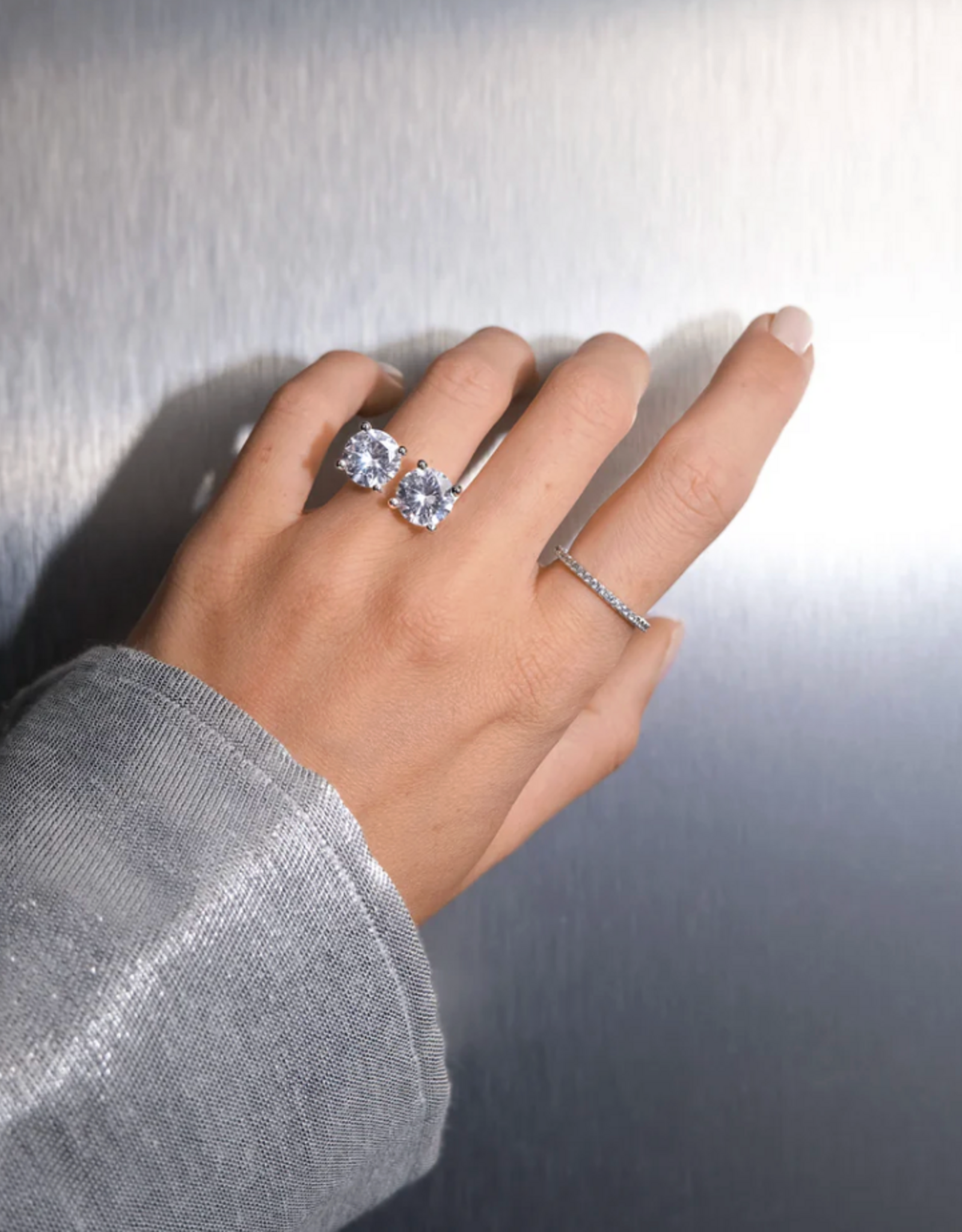 Billion Avenue Double Diamond Ring  - Silver - Billion Avenue