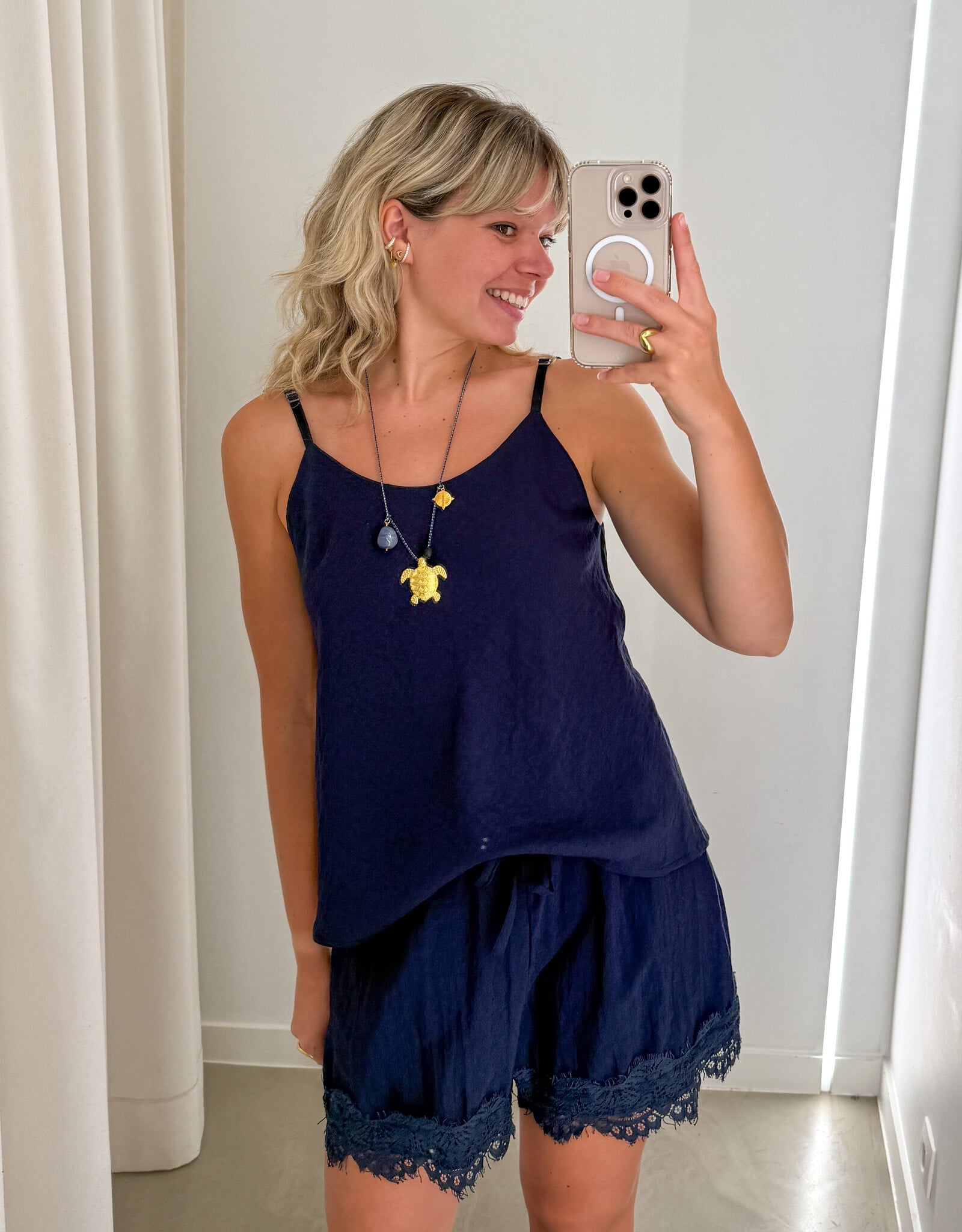 The Golden House - Garc Top 'Alix' - Navy - One Size