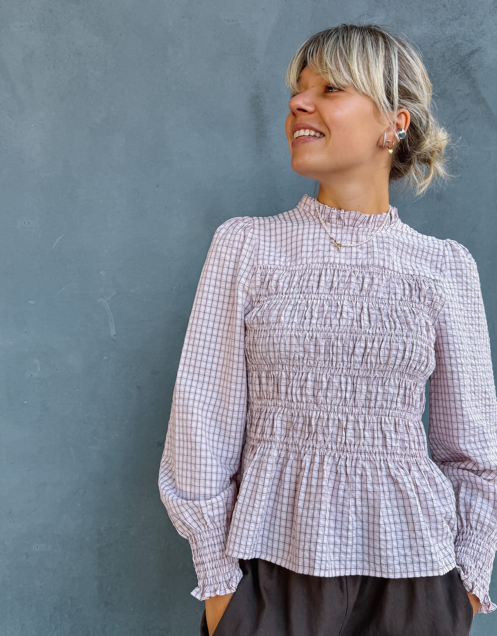 Blouse Mini Check 'Possa' - Light Pink - Neo Noir