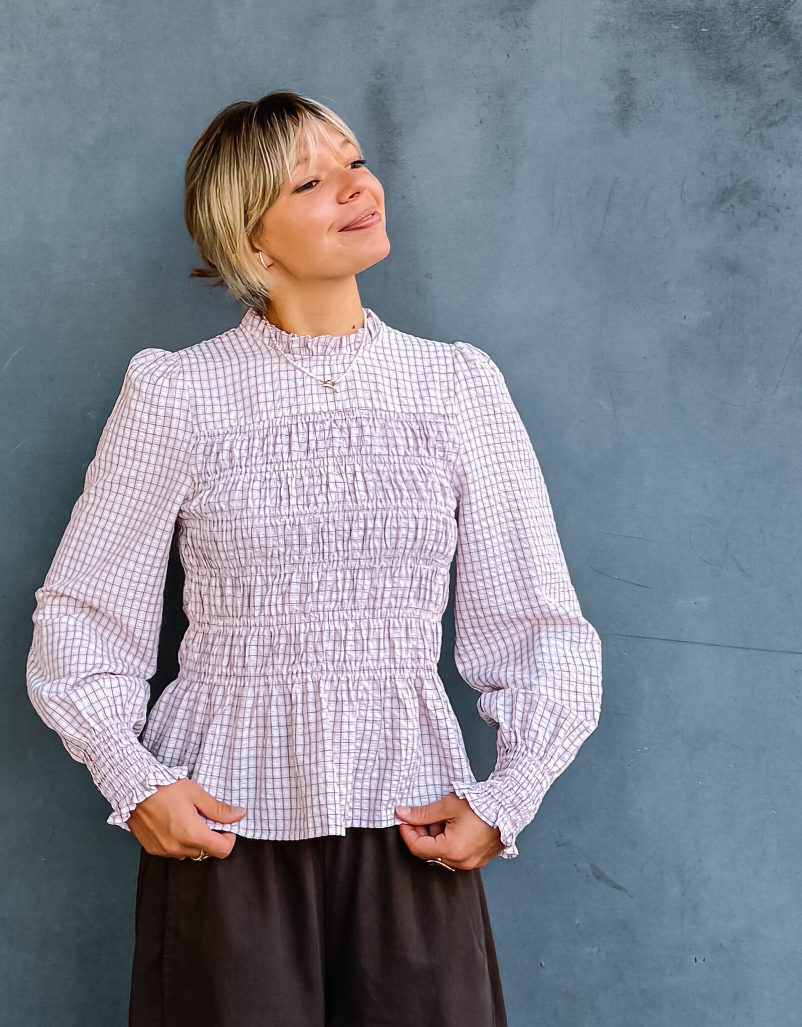 Blouse Mini Check 'Possa' - Light Pink - Neo Noir