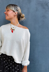 American Vintage Sweater Col Bateau 'Itonay' - Ecru Chine - Ito03A  -  American Vintage