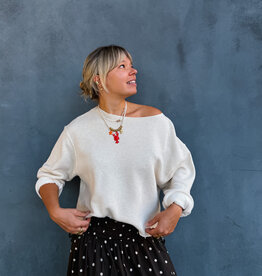 American Vintage Sweater Col Bateau 'Itonay' - Ecru Chine - Ito03A  -  American Vintage