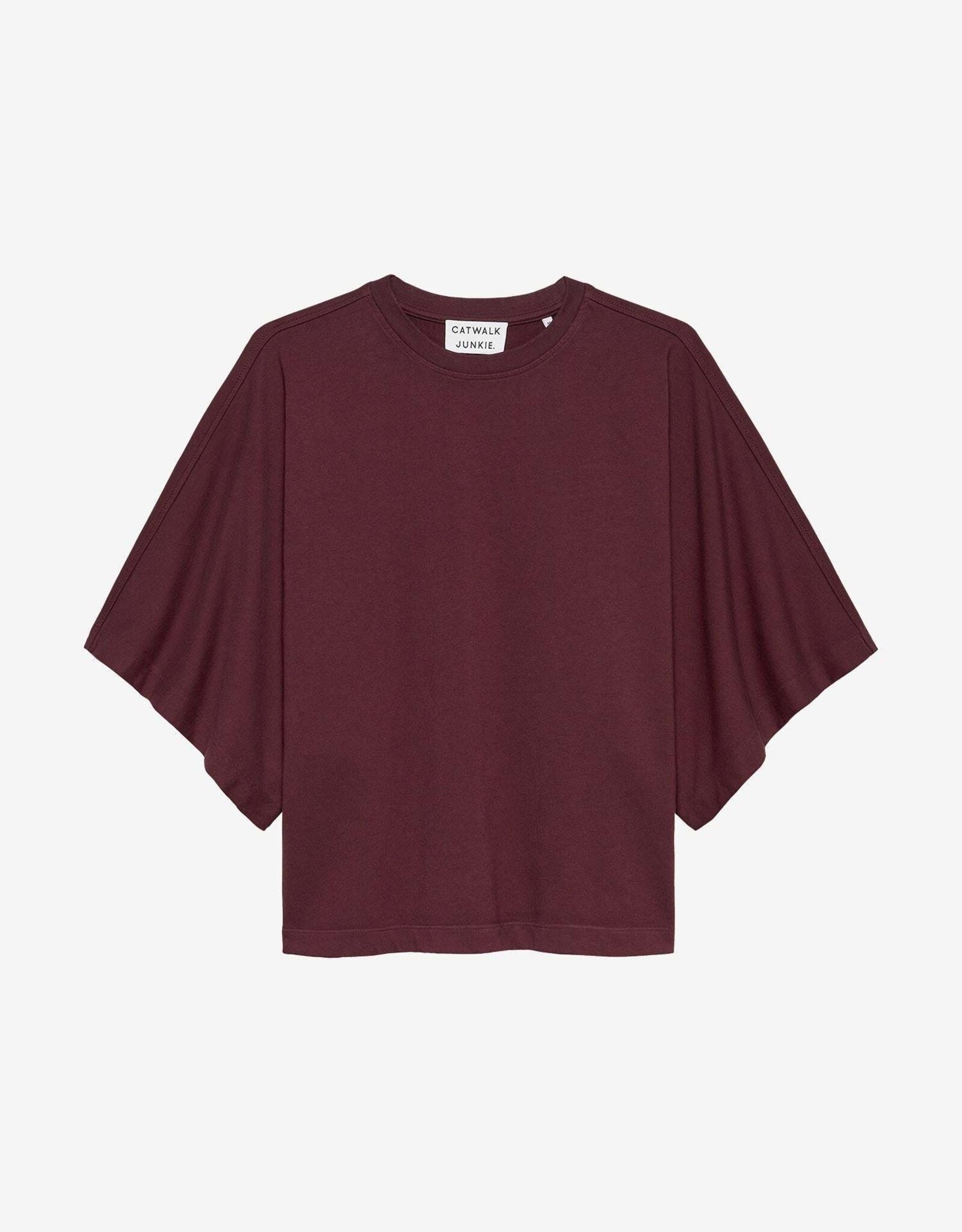 Catwalk Junkie T-Shirt 'Batsleeve' - Merlot - Catwalk Junkie