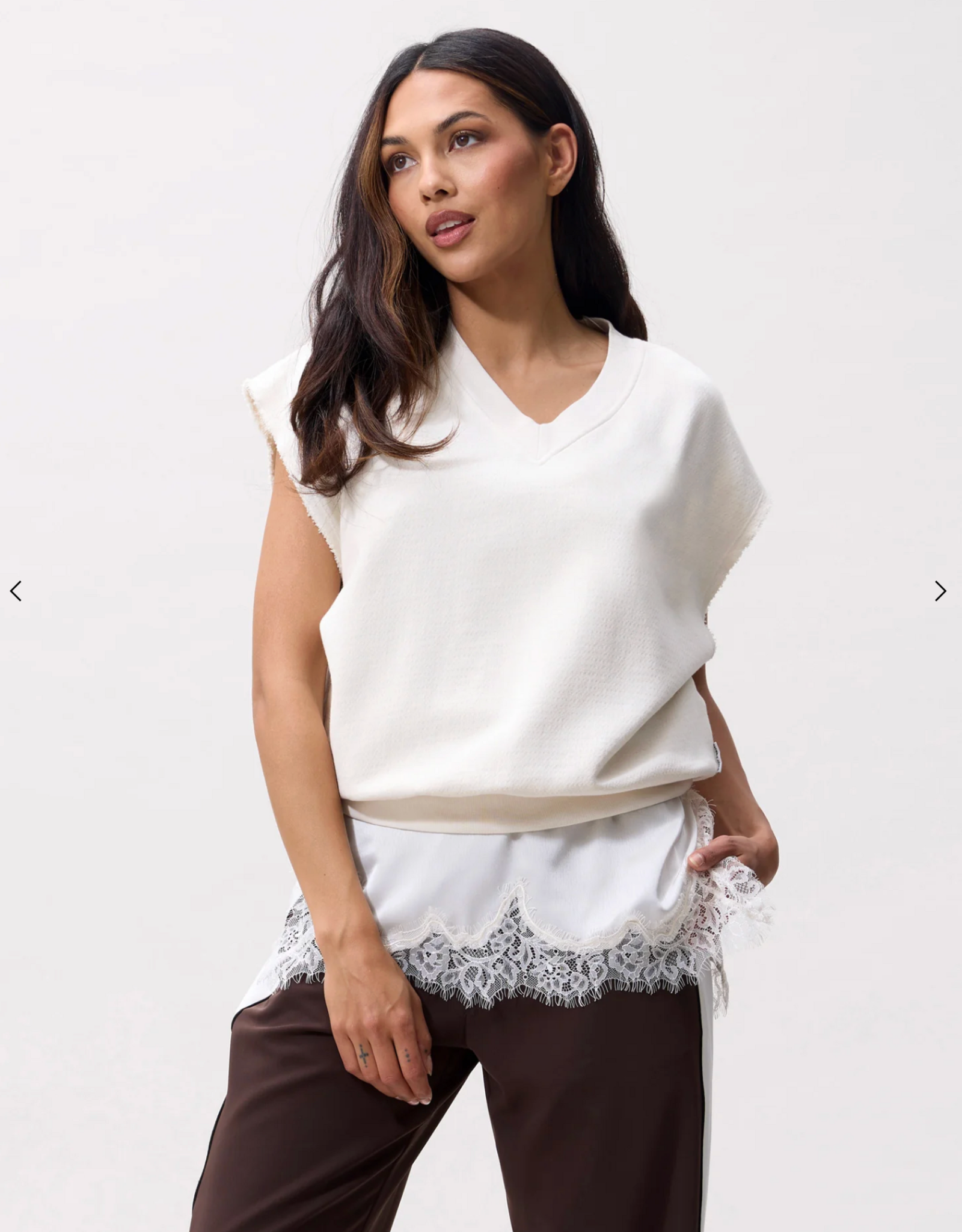 Catwalk Junkie Sleeveless Sweater 'V-Neck' - Cream - Catwalk Junkie